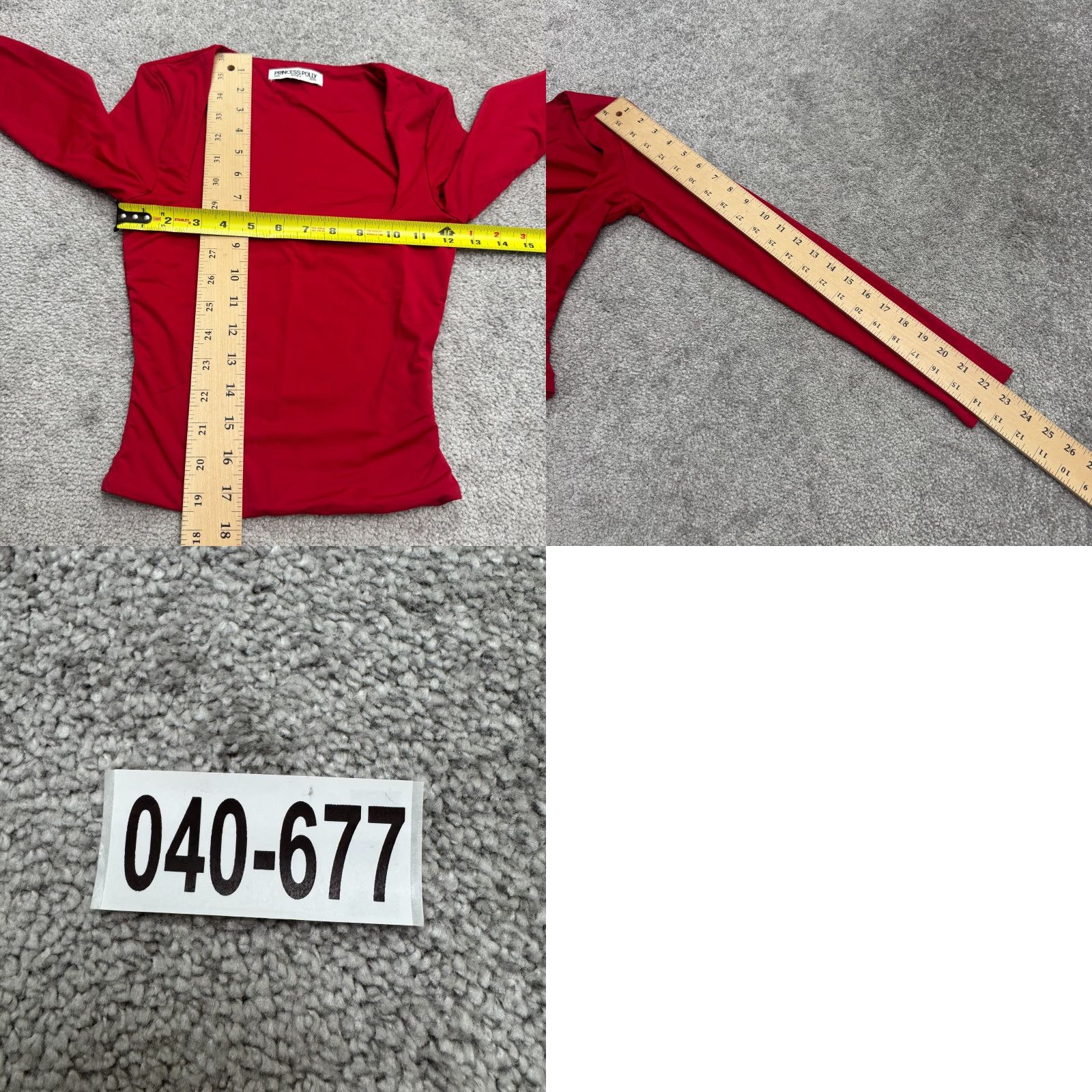 PRINCESS POLLY Princess Polly Shirt Womens 0 Red Nylon Spandex Square Neck Long Sleeve Top Size XS / US 0-2 / IT 36-38 - 8 Thumbnail
