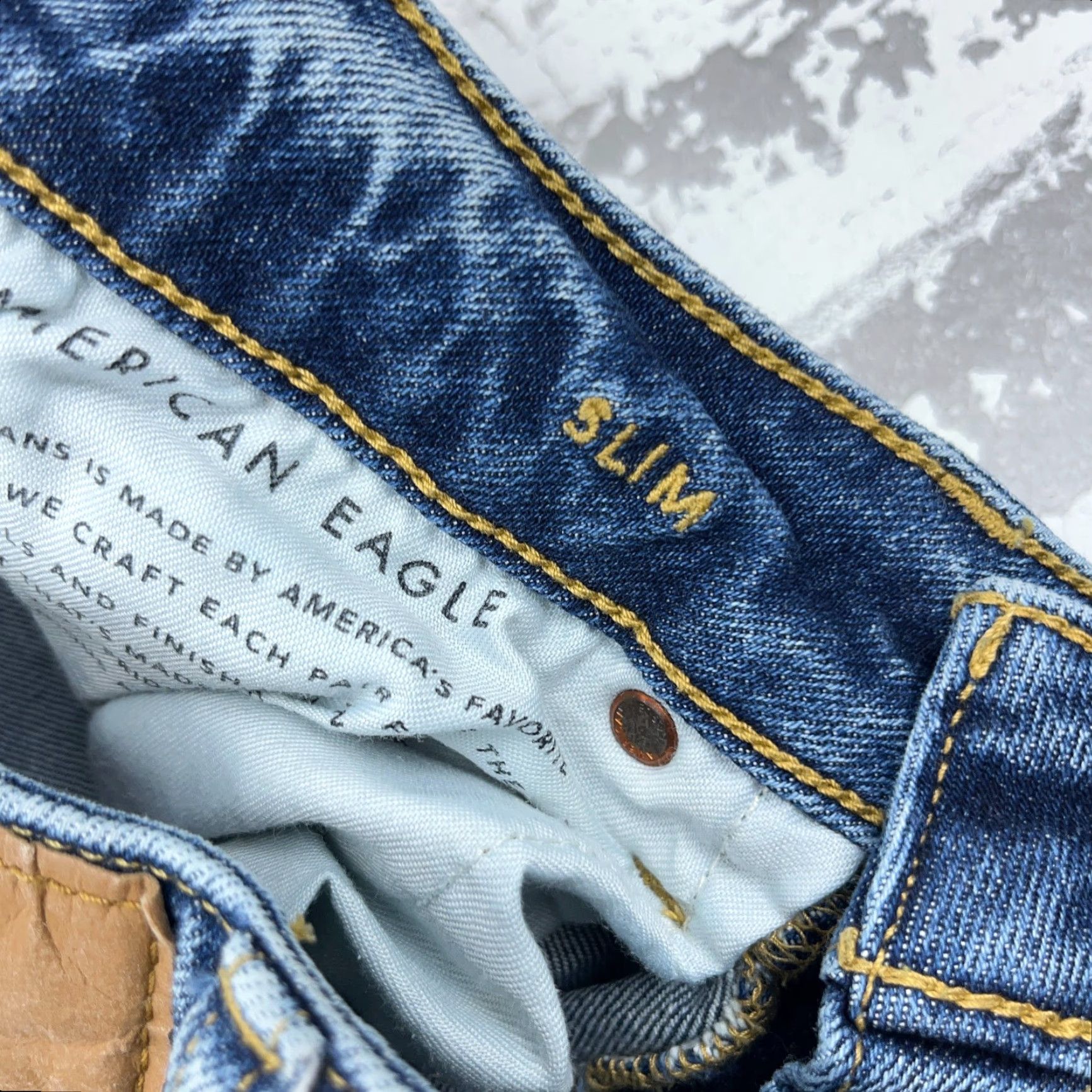 American Eagle Outfitters American Eagle Outfitters Jeans Men Slim 28x32 Distressed Faded Blue 5-Pocket Denim Straight Leg Belt Loops Mens Size US 28 / EU 44 - 5 Thumbnail