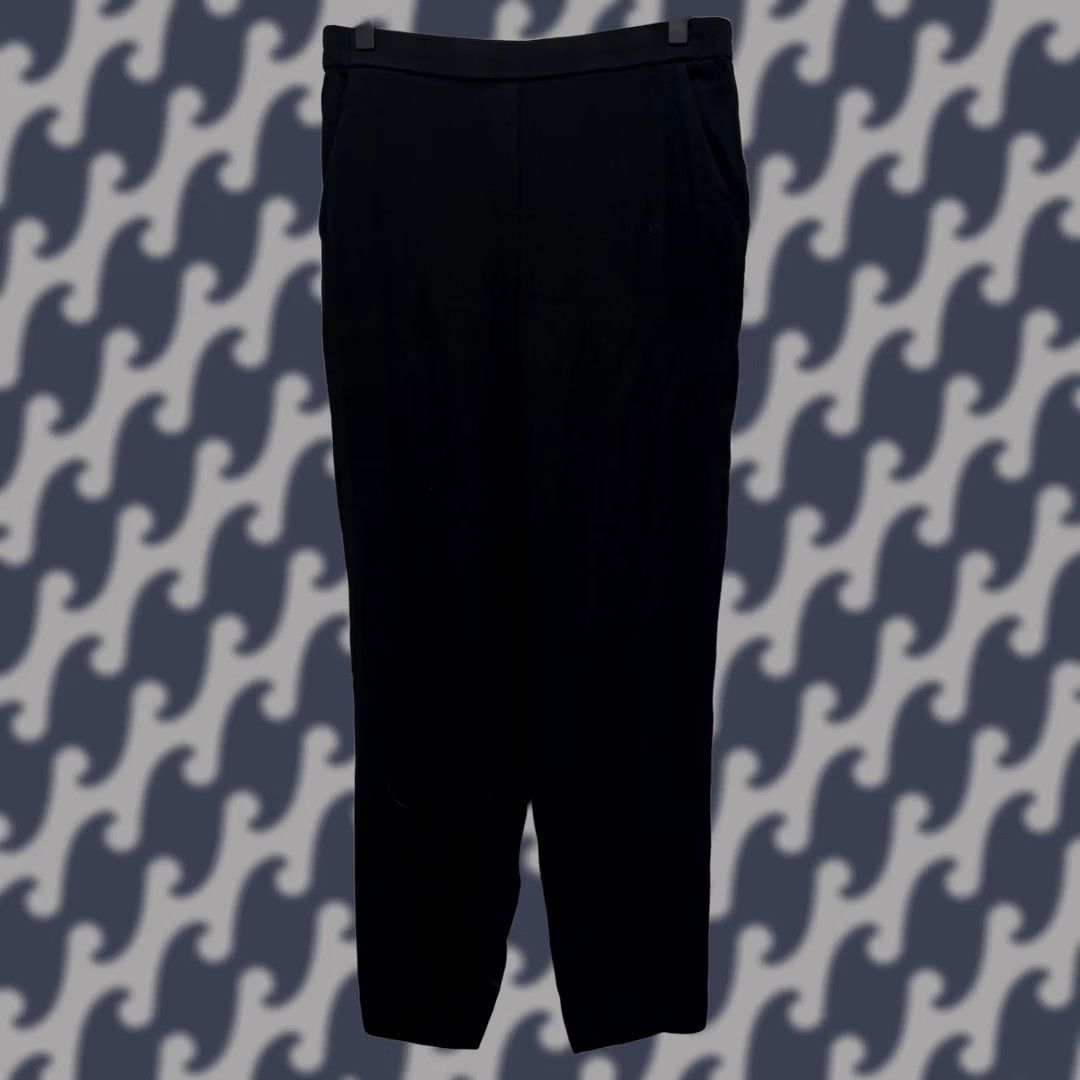 Vintage Halogen Black Ankle Trousers Elastic Waist Pockets Slim Tapered Dress Pants Size 6 Womens Modern Workwear Size 28" / US 6 / IT 42 - 1 Thumbnail