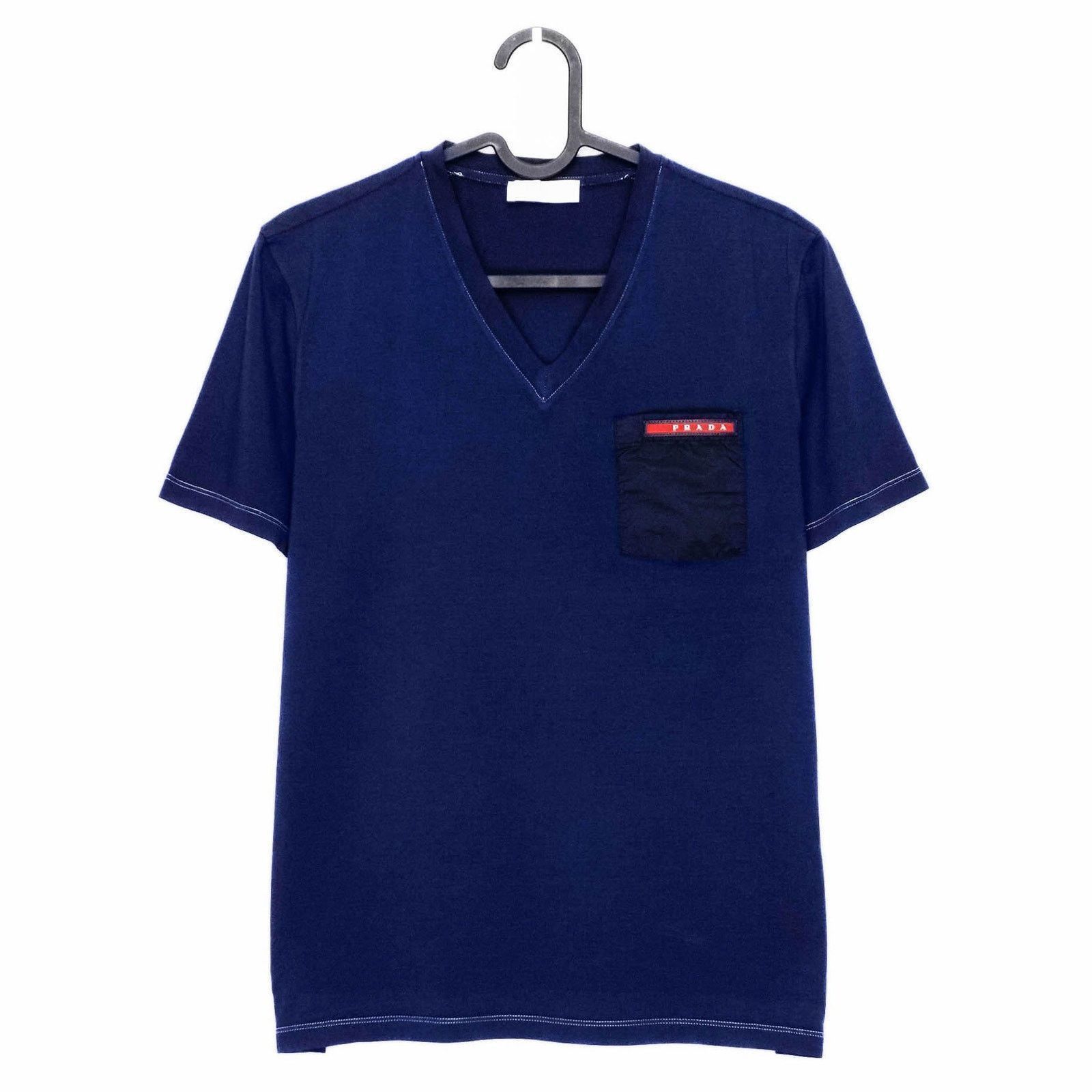 Prada Prada Linea Rossa Red Tab Logo Nylon Pocket Tee Shirt Size US S / EU 44-46 / 1 - 1 Thumbnail