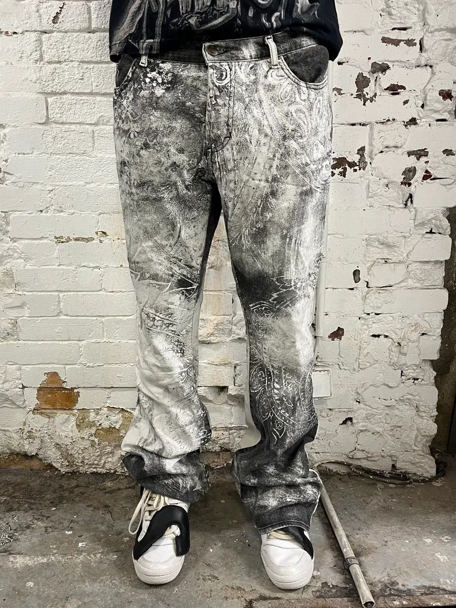 Just Cavalli AW2003 Cavalli Spiritual Astro Black & White Pants Size 31" - 2 Thumbnail
