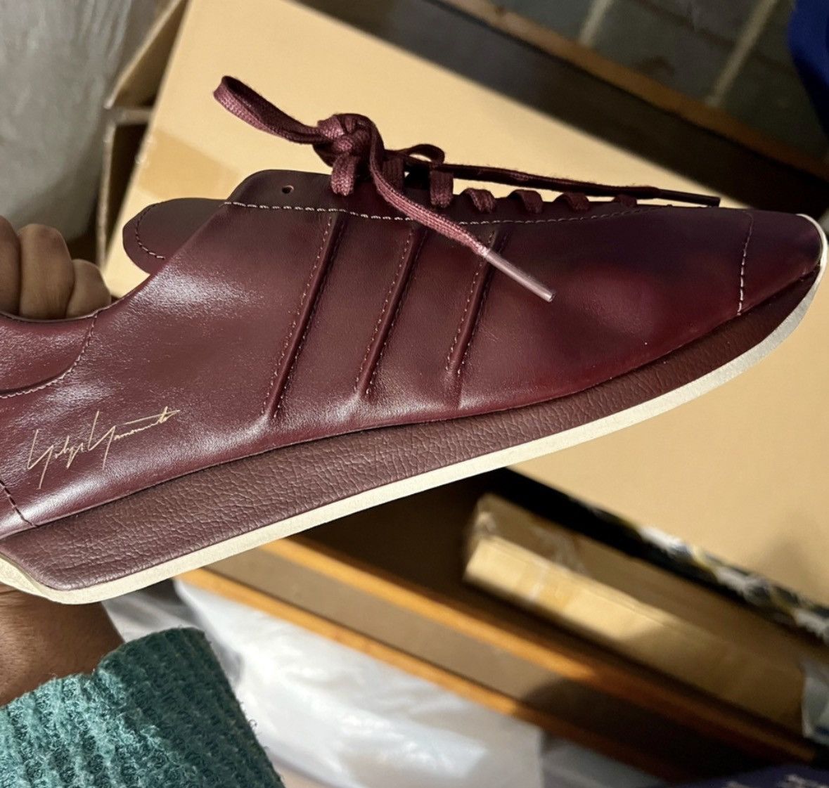 Y-3 Adidas Y-3 Country Leather Sneakers “Shadow Red” Size US 9.5 / EU 42-43 - 2 Thumbnail