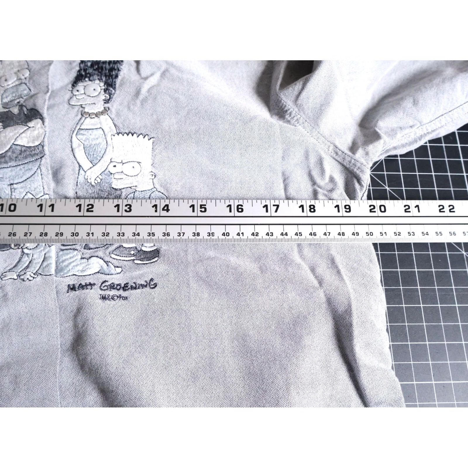 Vintage Segreta Simpsons Shirt Women's Medium Gray Embroidered Italy Shirt Oxford Cotton Velour Casual Regular Button-Up Holiday Cartoon Retro Size M / US 6-8 / IT 42-44 - 5 Thumbnail