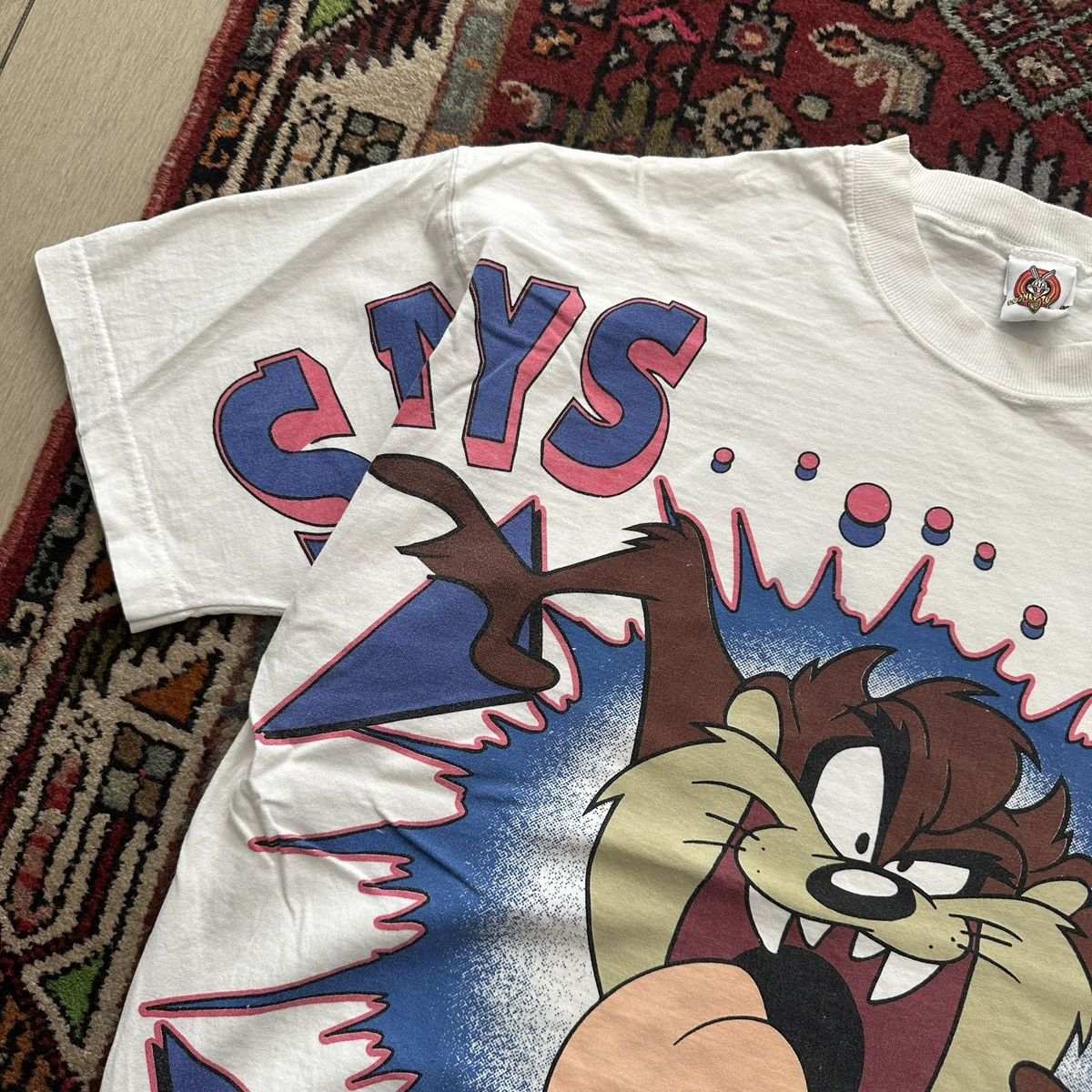 Vintage 1997 Taz “Says Who?” All Over Print Tee Vintage Looney Tunes Size US XL / EU 56 / 4 - 5 Thumbnail