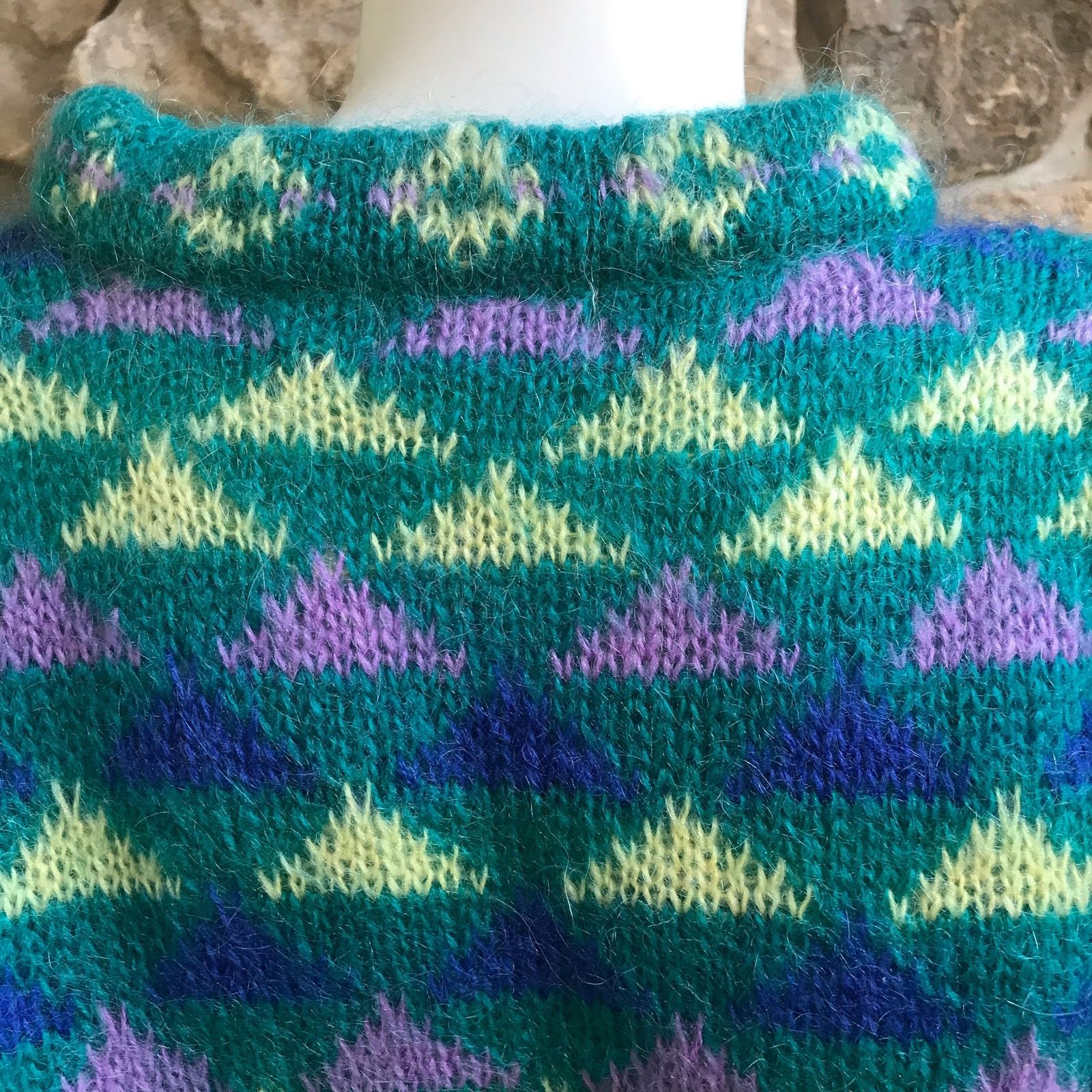 Vintage Vintage Gallagher Mohair Snowflake Green Purple Sweater Sz S Size S / US 4 / IT 40 - 6 Thumbnail