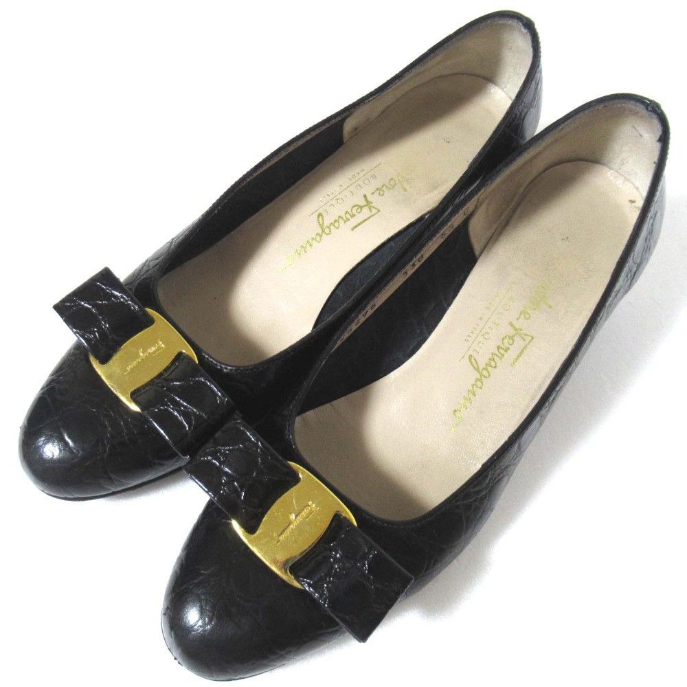 Salvatore Ferragamo Salvatore Ferragamo Vara Croco Embossed Pumps Leather Shoes DUTY FREE for USA