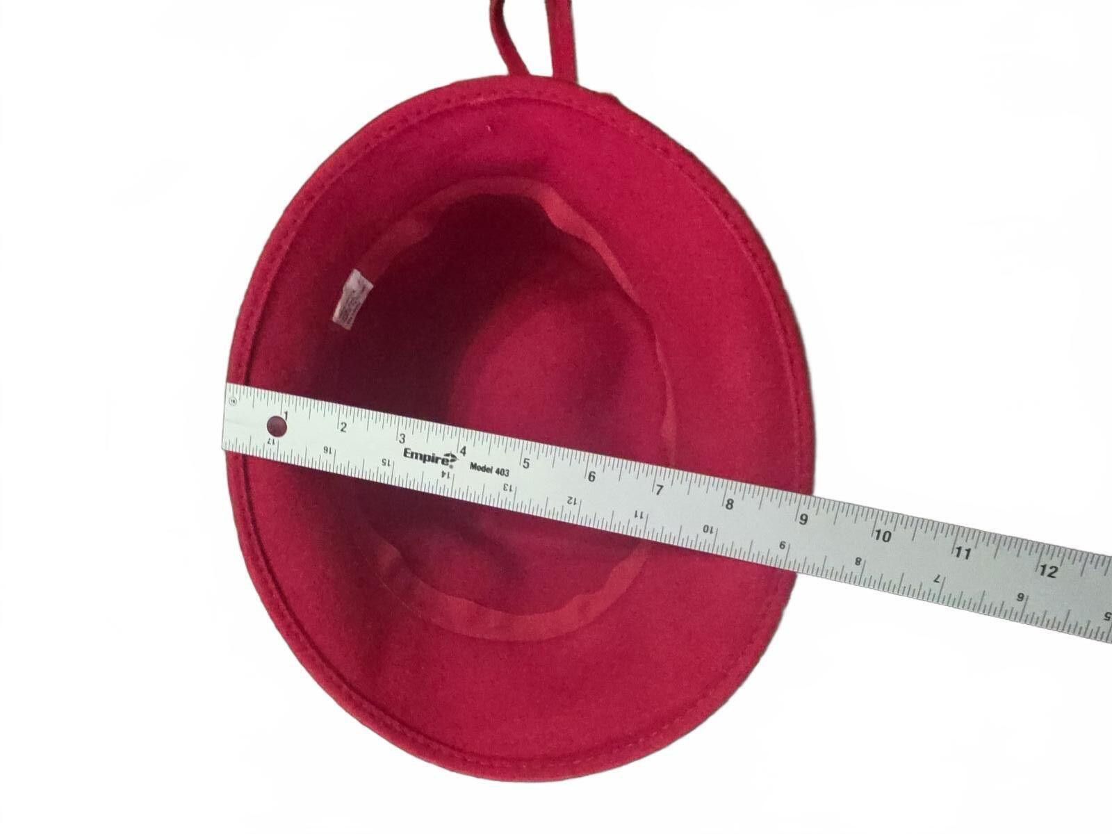 Other Elegant Red Wool Cloche Hat with Floral Accent Size One Size ONE SIZE - 11 Thumbnail
