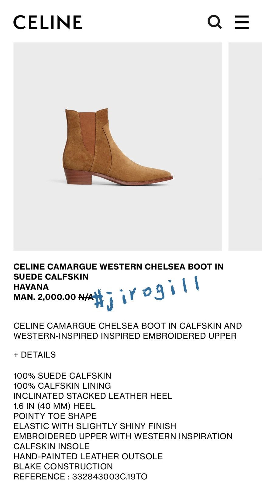 Celine × Hedi Slimane FW20 Camargue Western Chelsea Boots sz40/41.5 Size US 8.5 / EU 41-42 - 6 Thumbnail