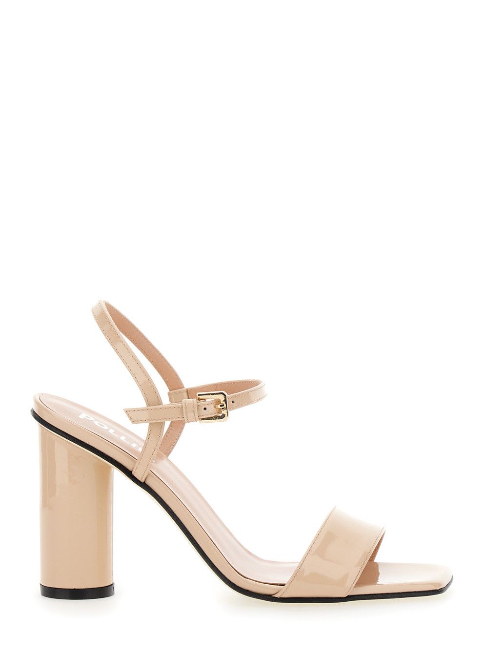 Pollini Beige Pumps with Square Toe and Adjustable Strap in Patent Leather Woman Size US 7.5 / IT 37.5 - 1 Thumbnail