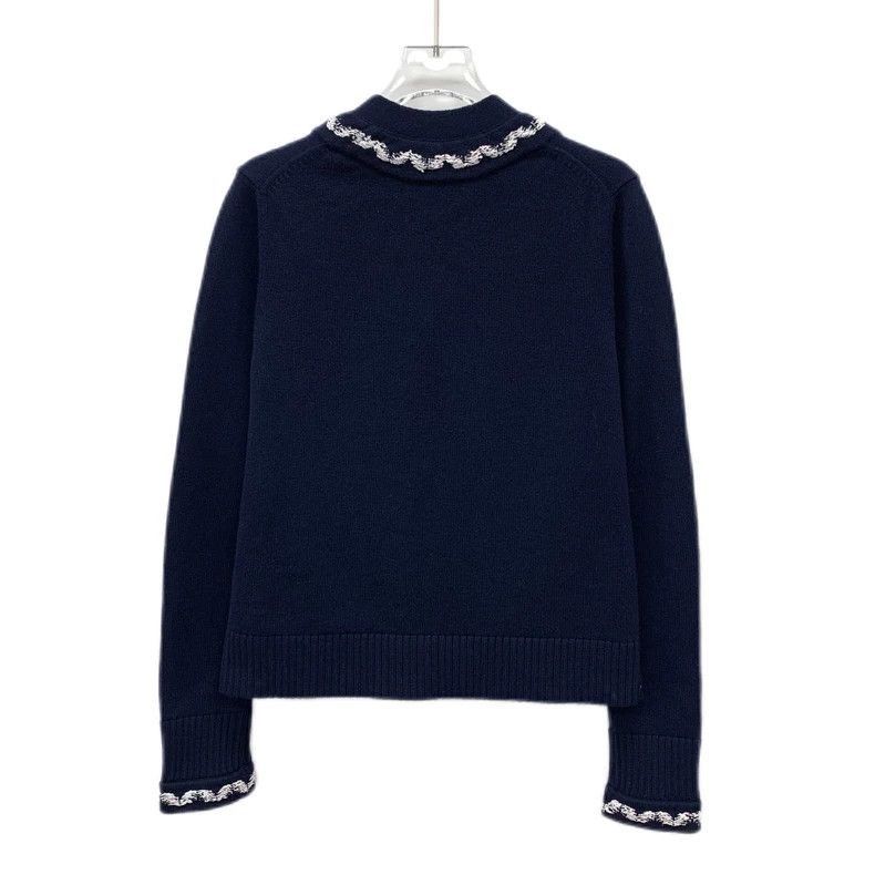 Chanel Chanel Navy Cashmere Cardigan with VNeck -2505 Size US XXS / EU 40 - 2 Thumbnail