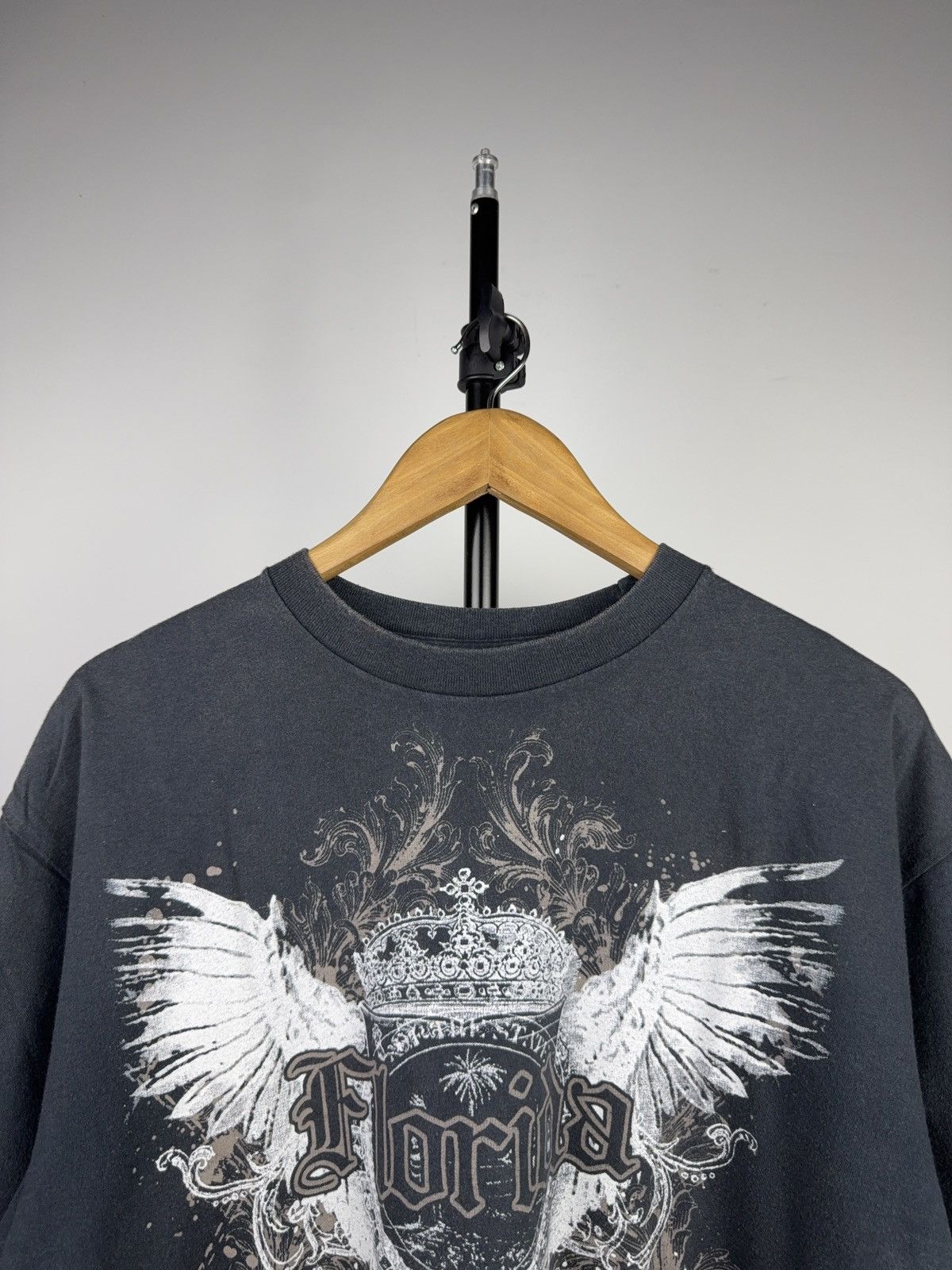 Vintage 00s Florida Biker Rock Gothic Wings Graphic Tee Y2K Style Size US L / EU 52-54 / 3 - 2 Thumbnail
