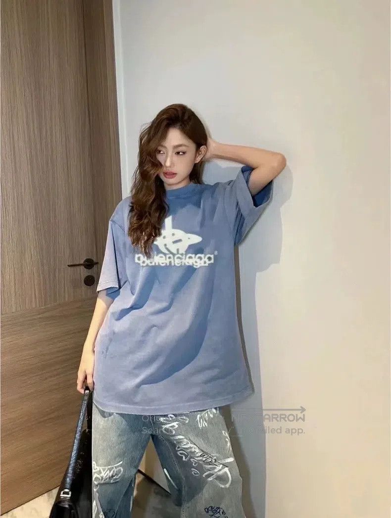 Balenciaga Balenciaga Washed Mist Blue 3b Phantom Short Sleeve Size US M / EU 48-50 / 2 - 5 Thumbnail