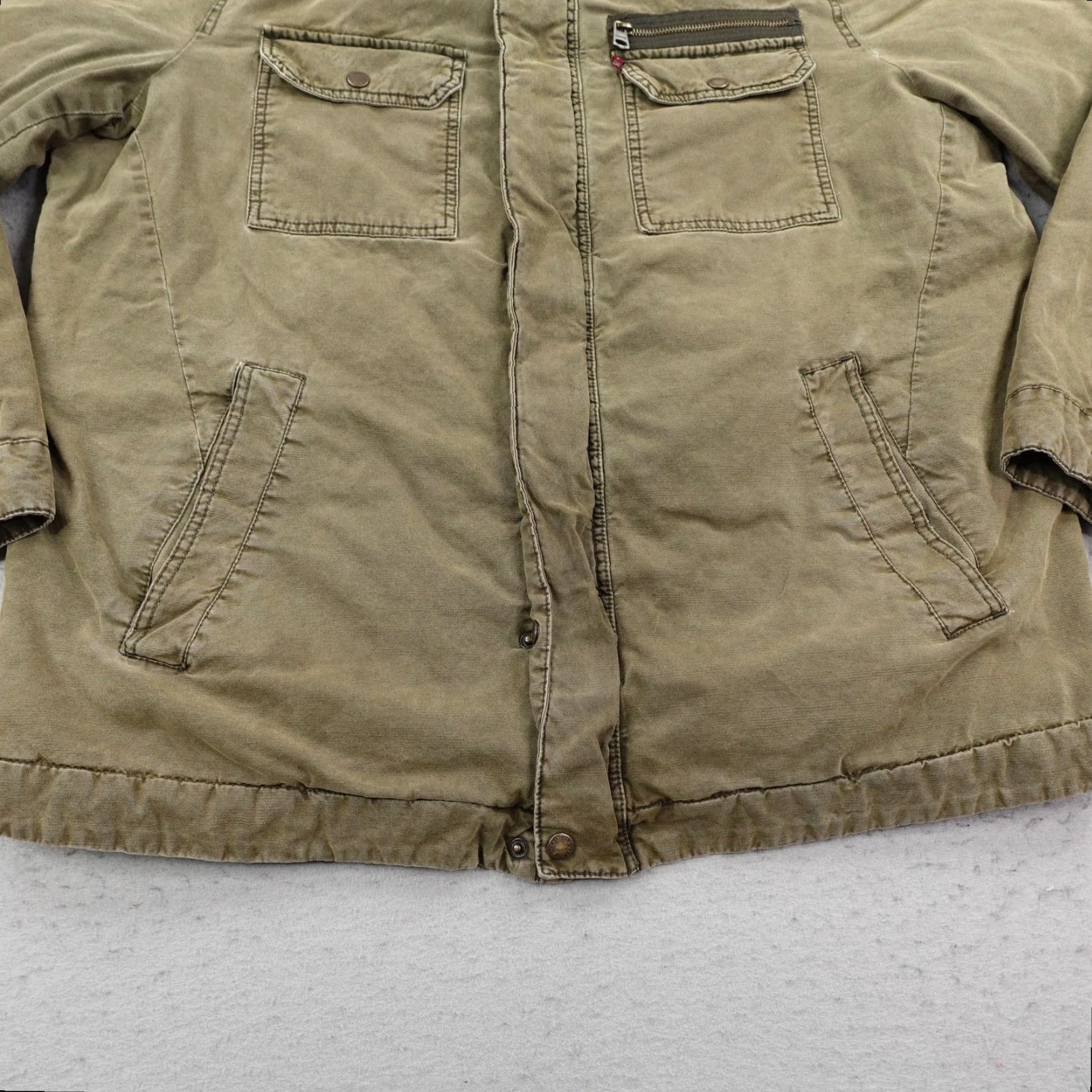 Levi's Levis Jacket Mens XL Tall Green Canvas Military Field Coat Quilted Lined Zip Up Size US XL / EU 56 / 4 - 5 Thumbnail