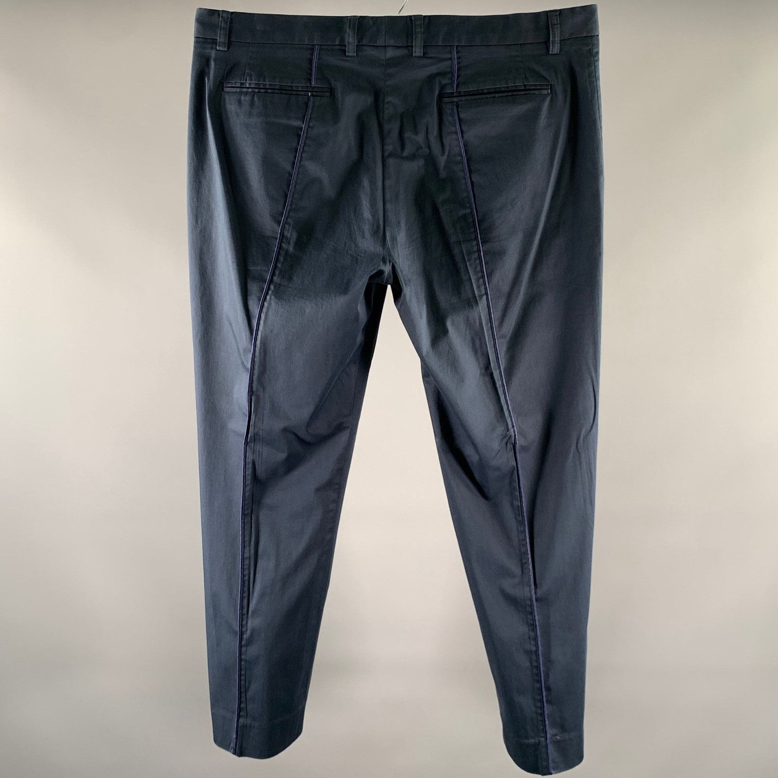 Etro ETRO Size 38 Navy Cotton Blend Pintuck Casual Pants Size US 38 / EU 54 - 3 Thumbnail