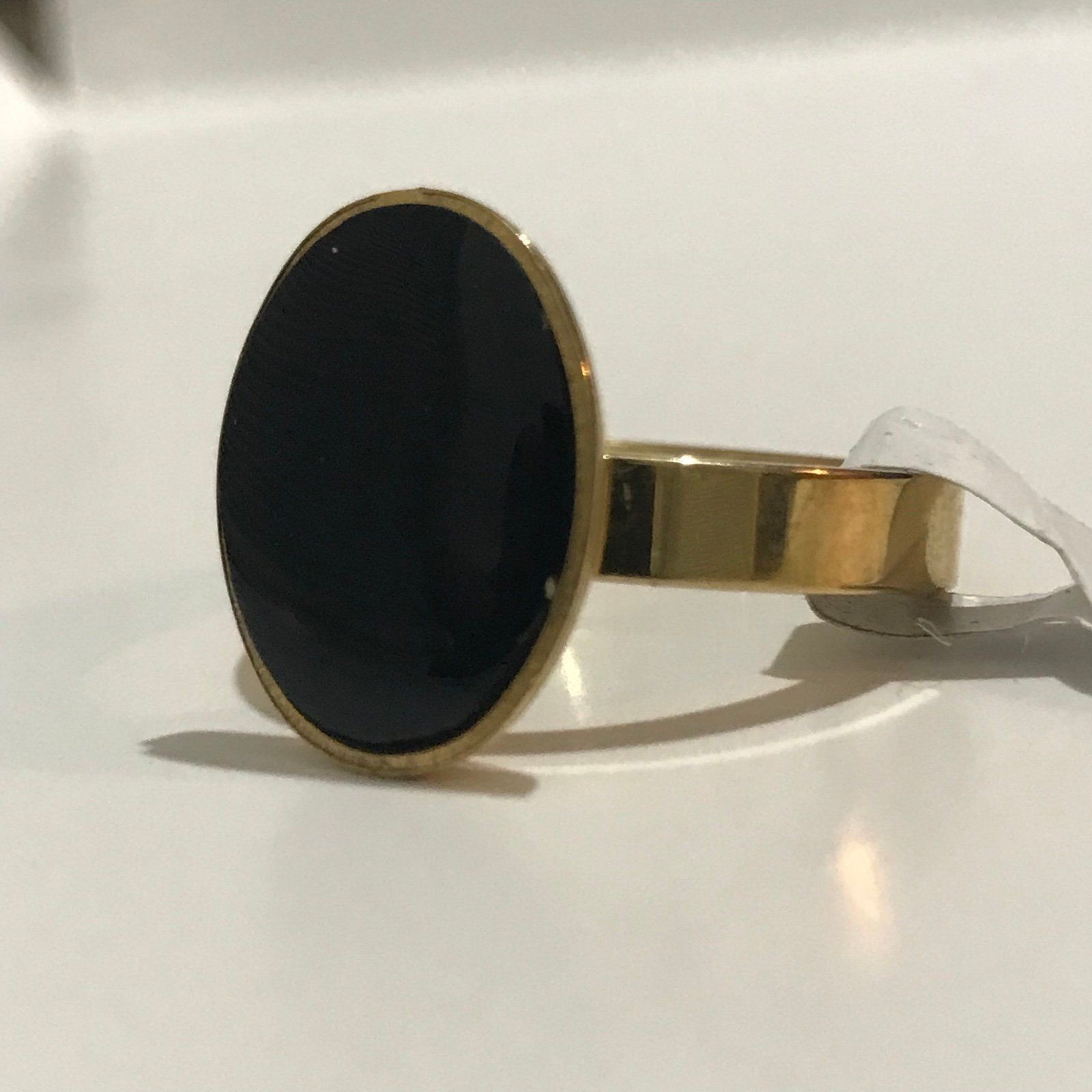 The Unbranded Brand Black Stainless Steel Fashion Ring With Gold Tone Size 9.5 Size ONE SIZE - 2 Thumbnail