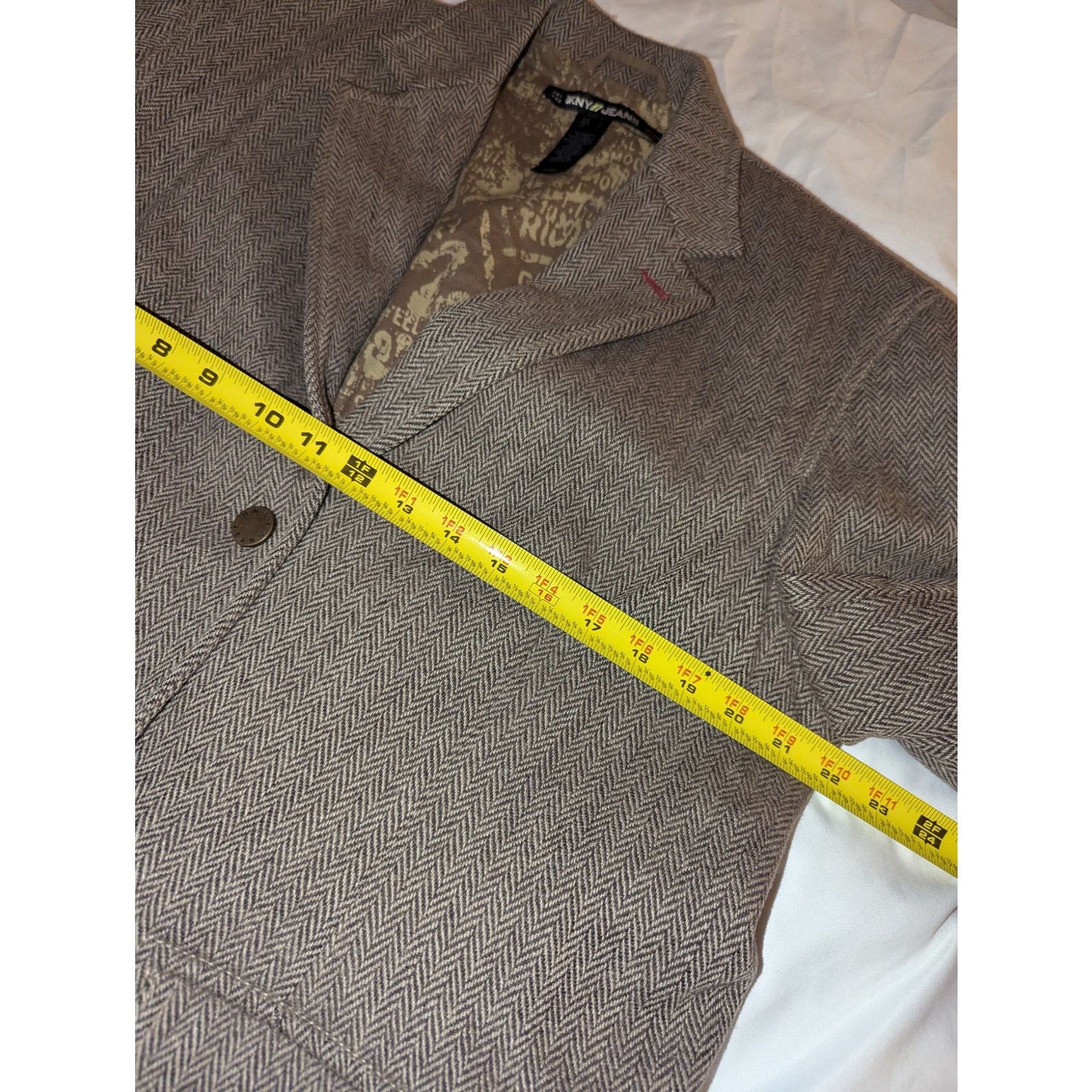 DKNY DKNY Jeans Tweed 2 Button Herringbone Blazer Jacket 44 Size 44R - 5 Thumbnail