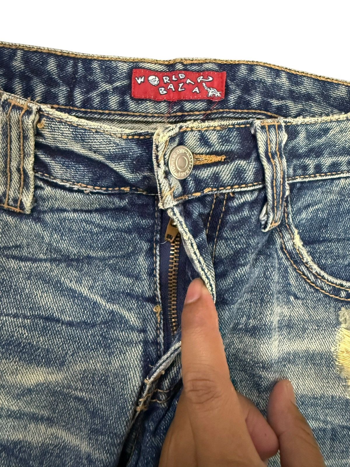 Japanese Brand Vintage Japanese World Bazaar Distressed Design Jeans Size US 29 - 8 Thumbnail