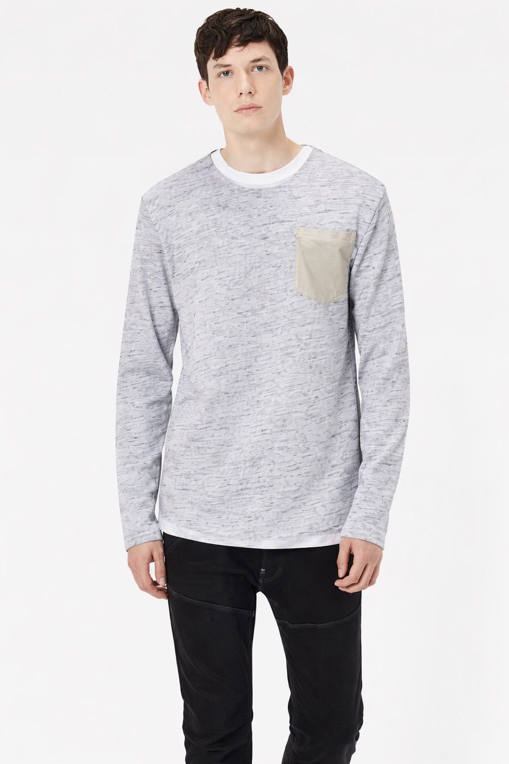 G-Star G-Star Raw Mens Gray Ivory Textured Pocket Sweatshirt Top Size US S / EU 44-46 / 1 - 1 Thumbnail
