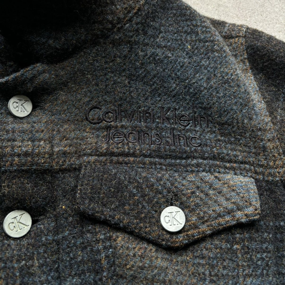 Calvin Klein × Vintage vintage 90s CALVIN KLEIN JEANS Plaid Wool Cropped jacket Size S / US 4 / IT 40 - 7 Thumbnail