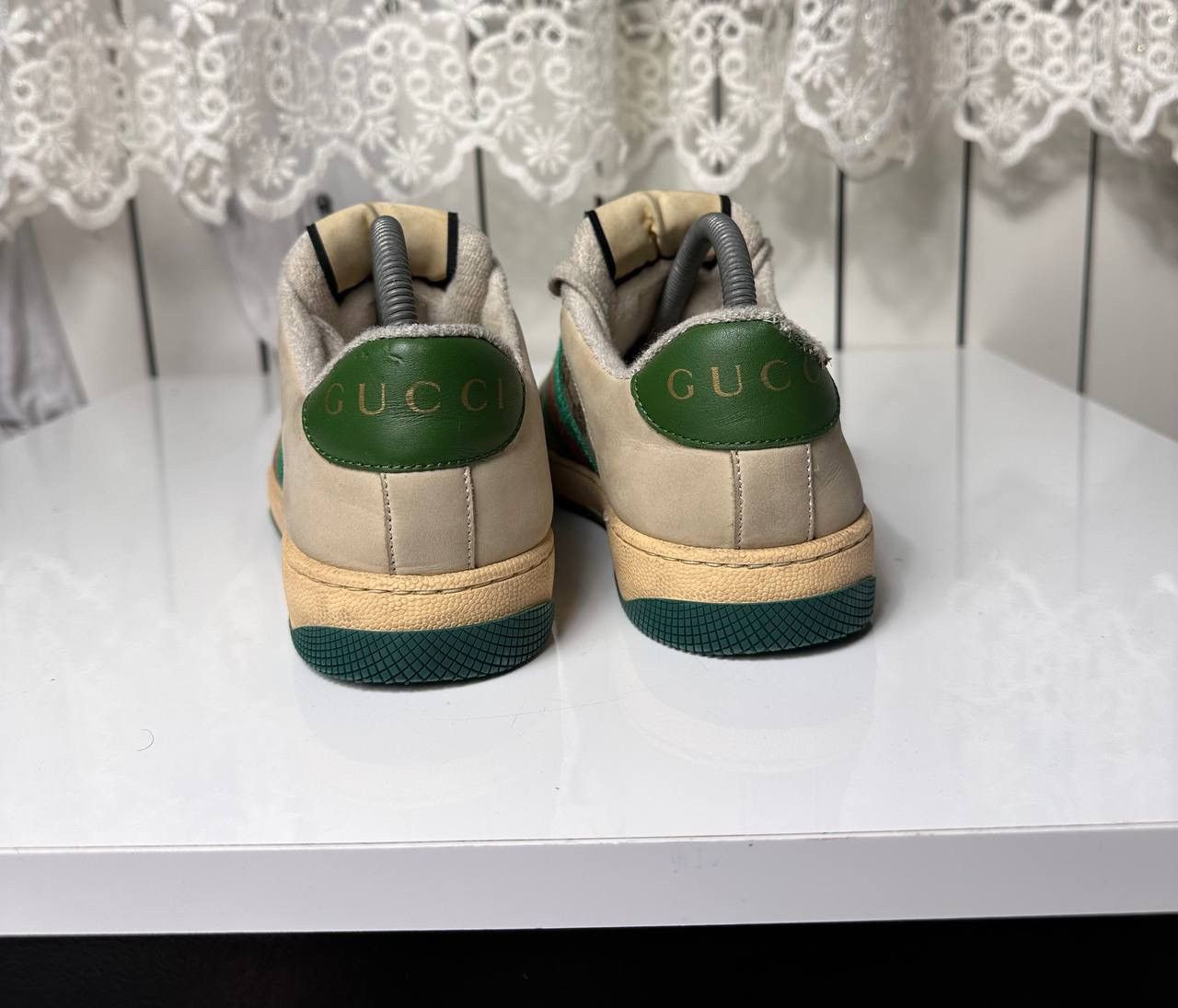 Gucci Gucci Screener Leather GG Canvas Double G Logo Sneakers Size US 5.5 / IT 35.5 - 9 Thumbnail