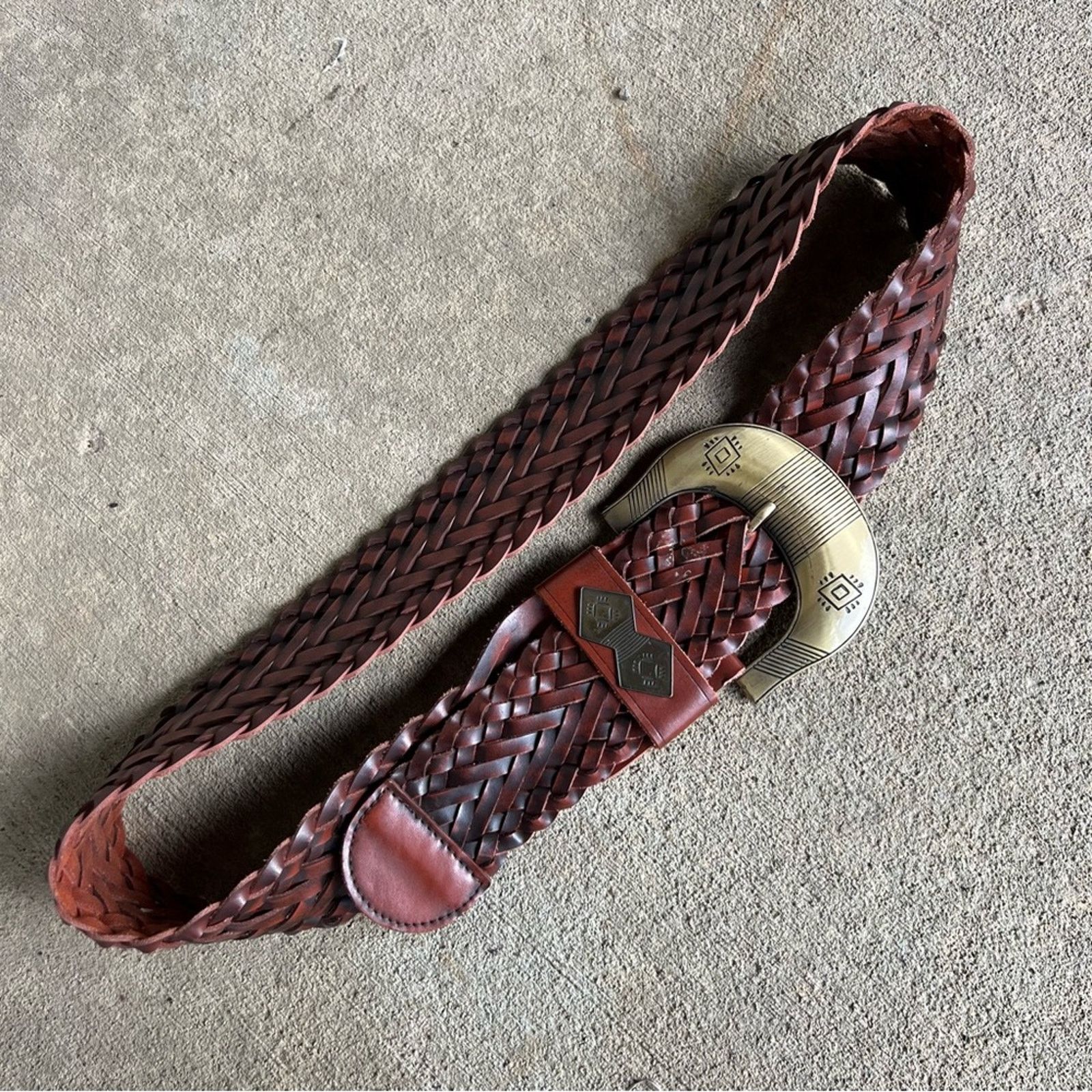 Vintage CABI brown braid leather boho bronze metallic southwest belt Size ONE SIZE - 1 Thumbnail