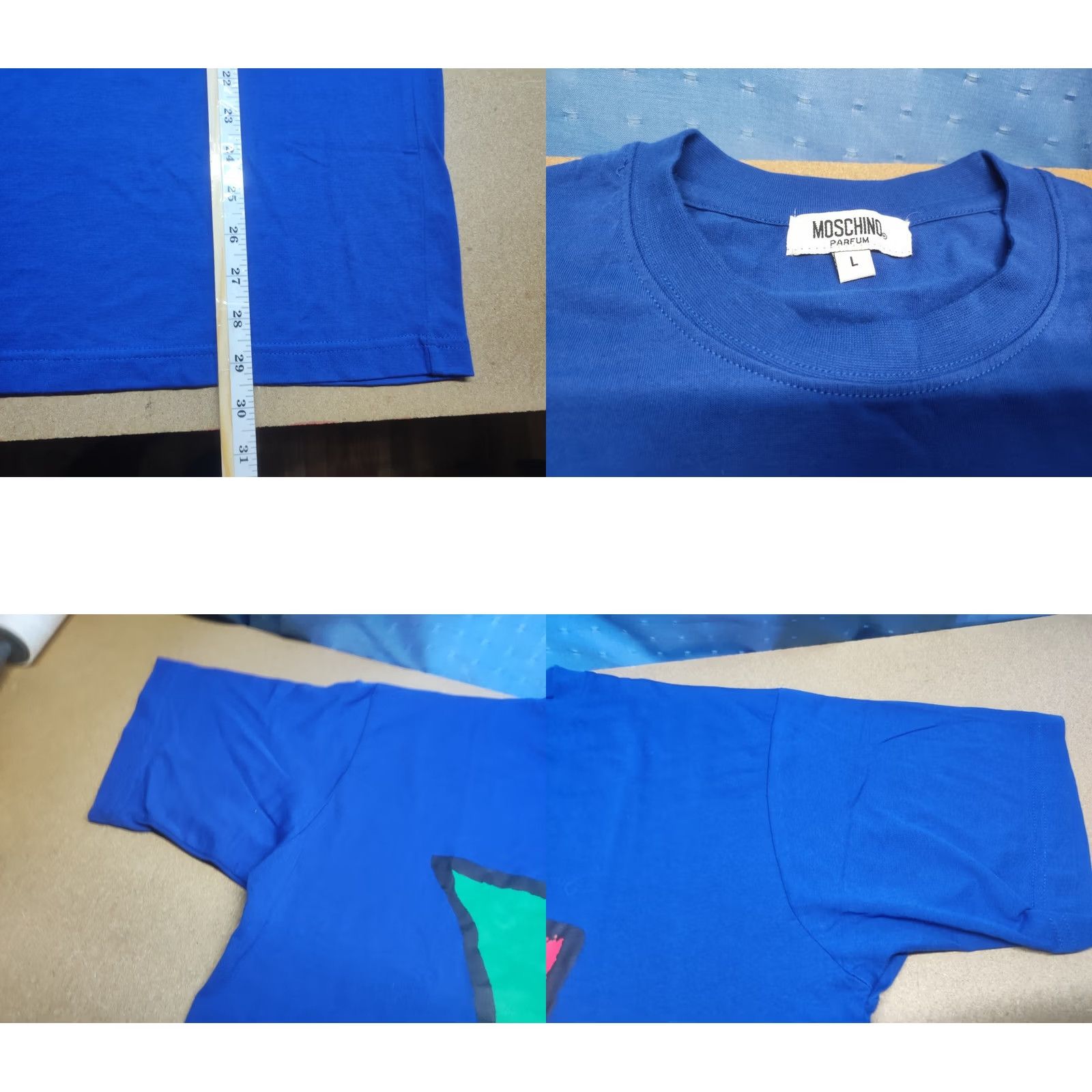 Moschino Moschino T-Shirt Mens Size L Blue Italy Flag Short Sleeve Canvas Cotton Size US L / EU 52-54 / 3 - 9 Thumbnail