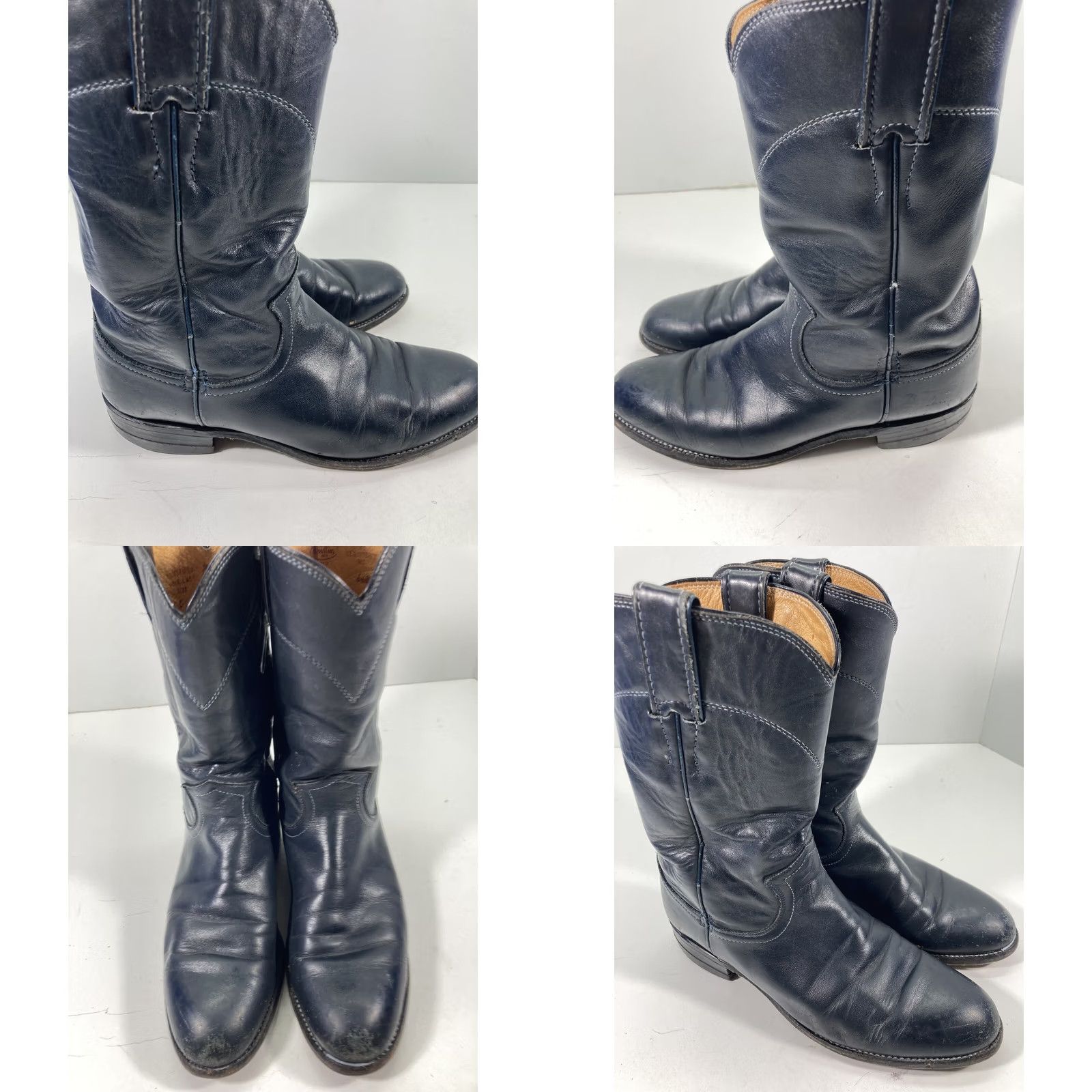 Justin Boots Justin Roper Boots Women Size 6 B Navy Blue Leather Western Rodeo Style 3057 Size US 6 / IT 36 - 10 Thumbnail