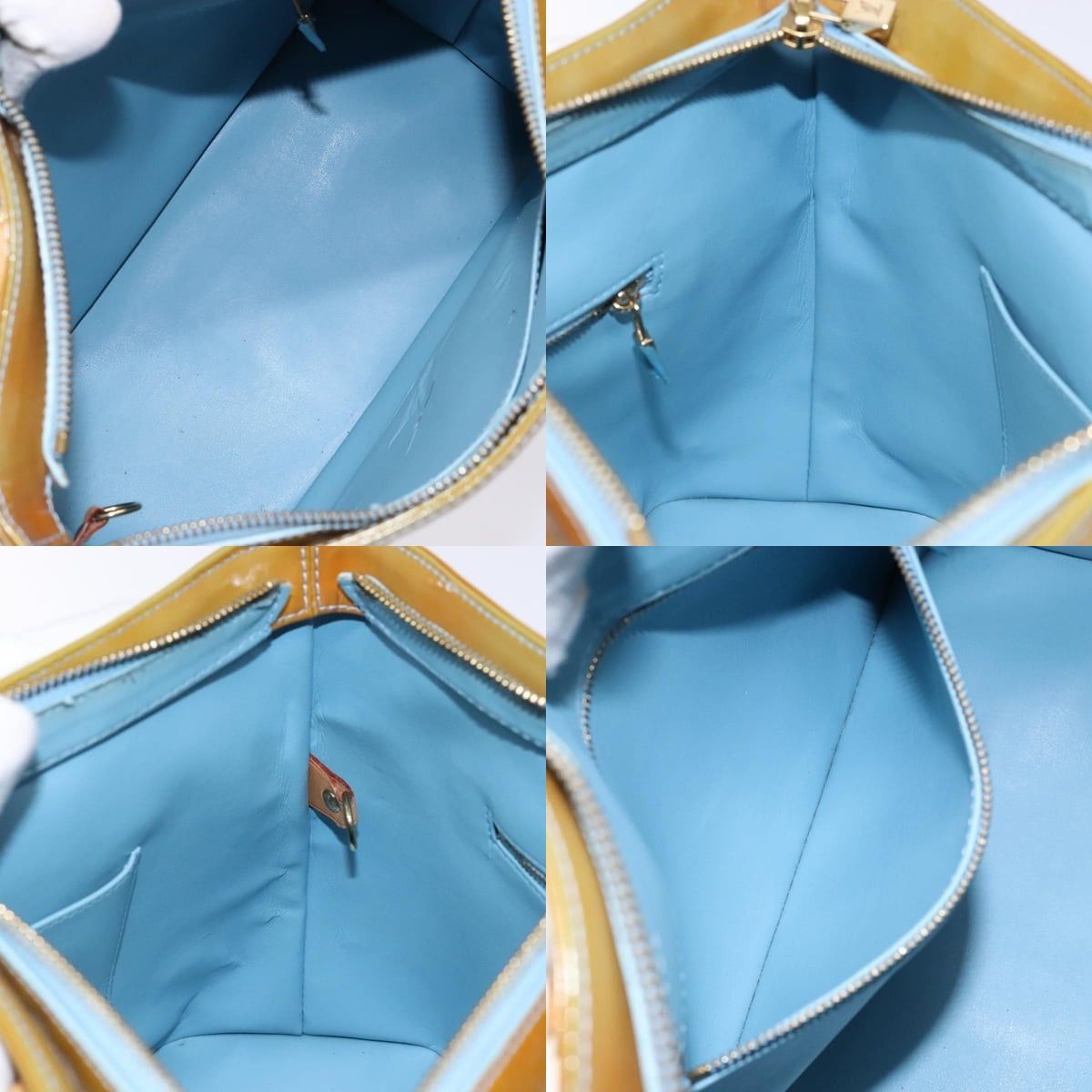 Louis Vuitton LOUIS VUITTON Monogram Vernis Houston Hand Bag Baby Blue Size ONE SIZE - 12 Thumbnail