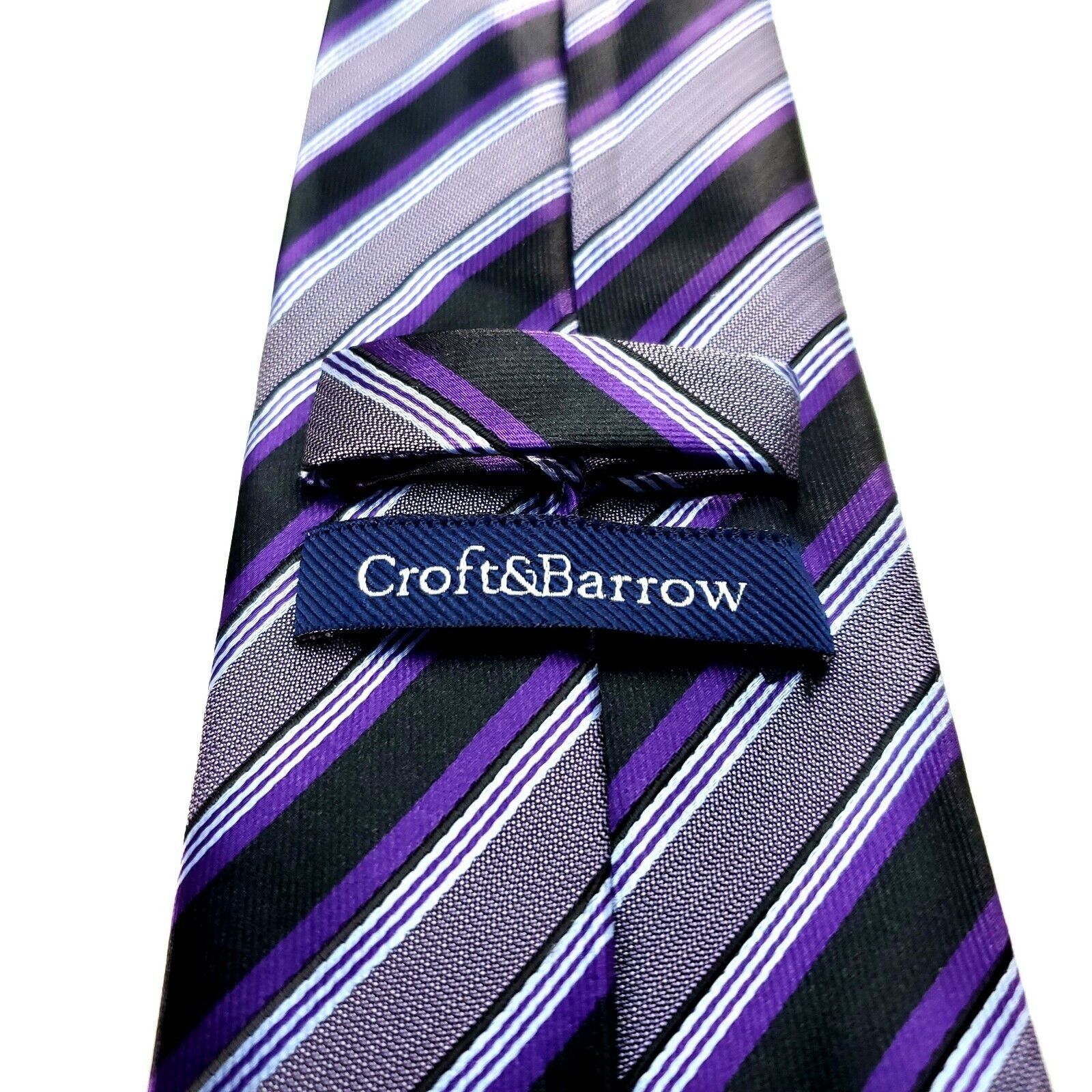 Croft & Barrow Croft & Barrow Purple Silk Tie Woven Skinny Regimental Size ONE SIZE - 4 Thumbnail