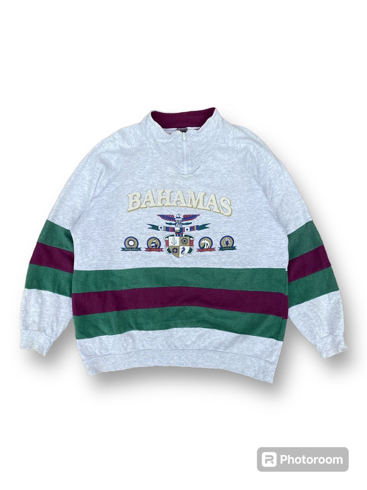 image of Bahama Bay x Vintage Bahamas Bay Half Zip Sweatshirt. C9 in White, Men's (Size XL)