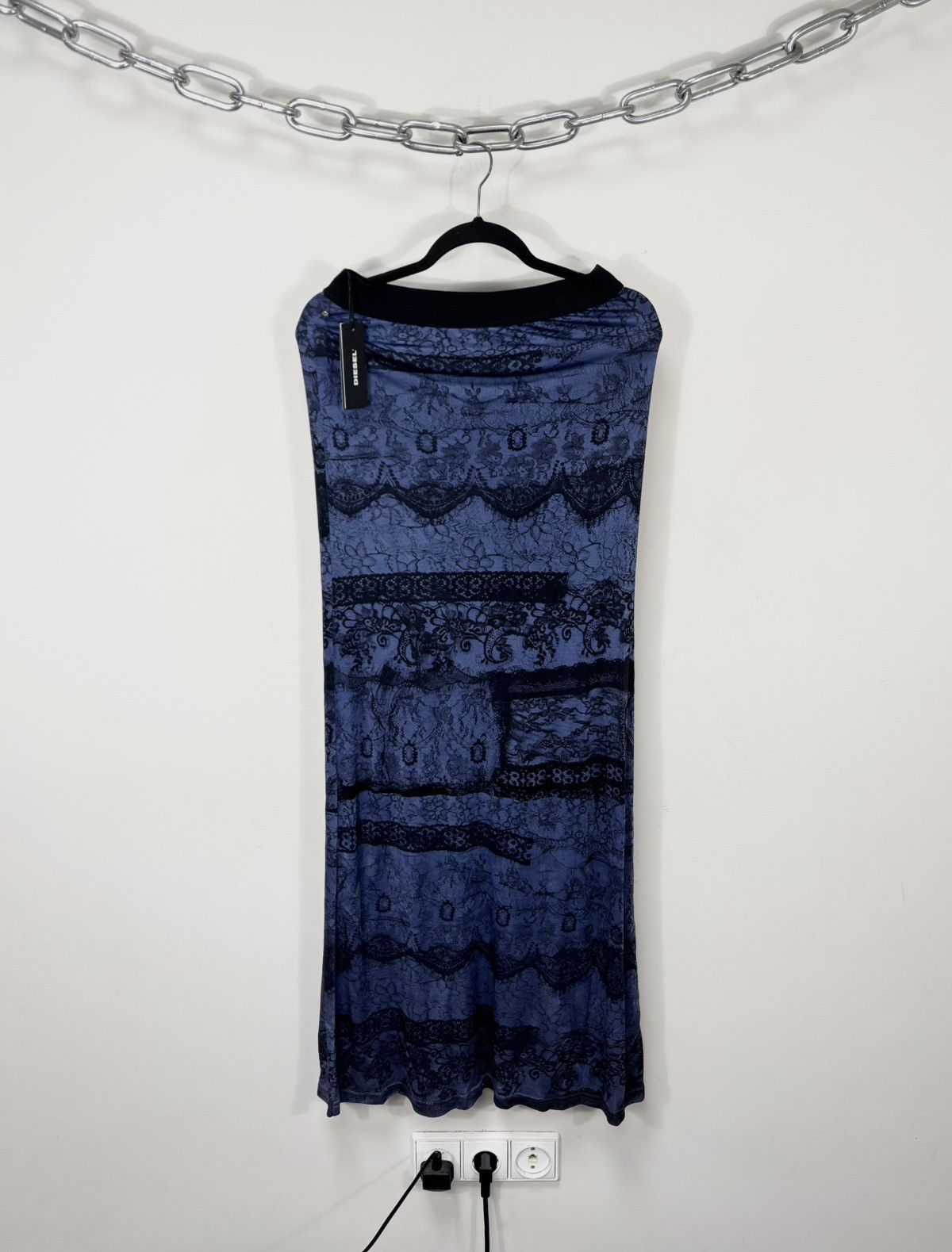 Diesel Diesel Laisy Women’s NWT Blue/Black Lace Print Maxi Skirt Size 30" / US 8 / IT 44 - 1 Thumbnail