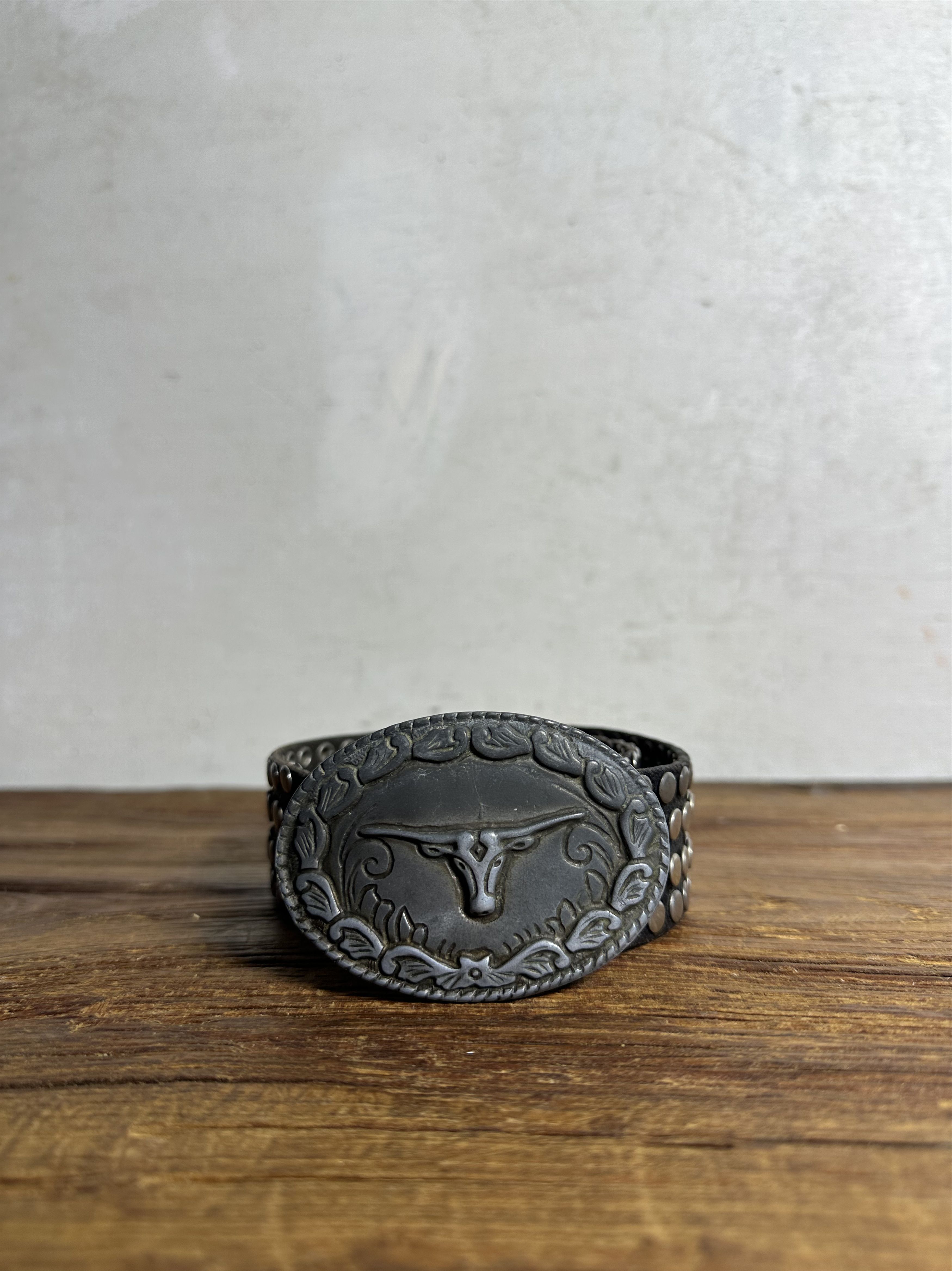 Cowboy Equipment Cowboy Belt With Silvertone Bull Buckle Size ONE SIZE - 1 Thumbnail