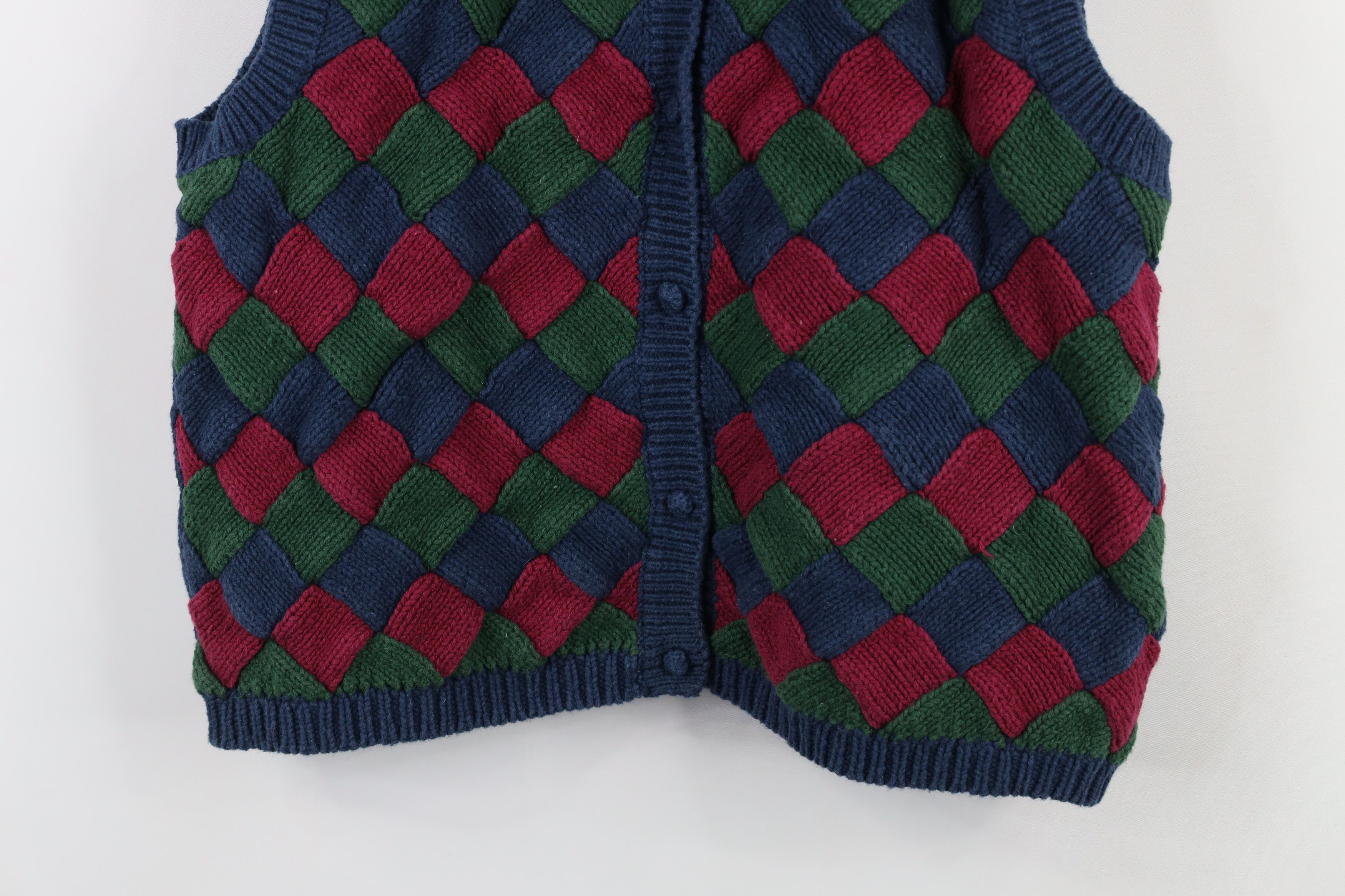 Vintage Vintage 90s Streetwear Heavyweight Checkered Sweater Vest Size XL / US 12-14 / IT 48-50 - 3 Thumbnail