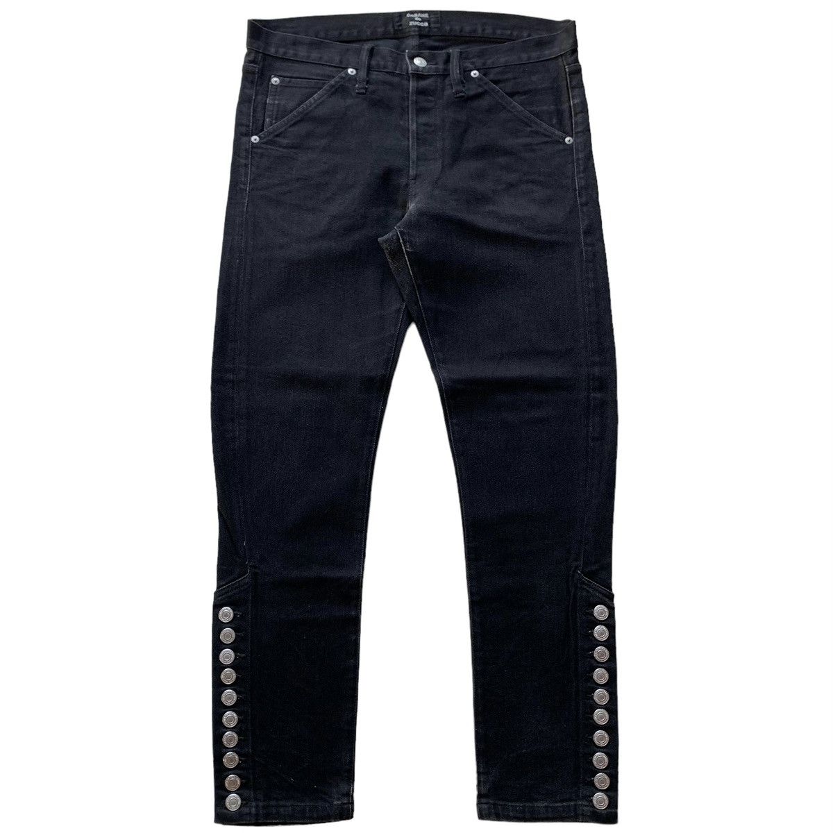 image of 1990S Archives Cabane De Zucca Button Leg Denim Jeans in Black, Men's (Size 33)