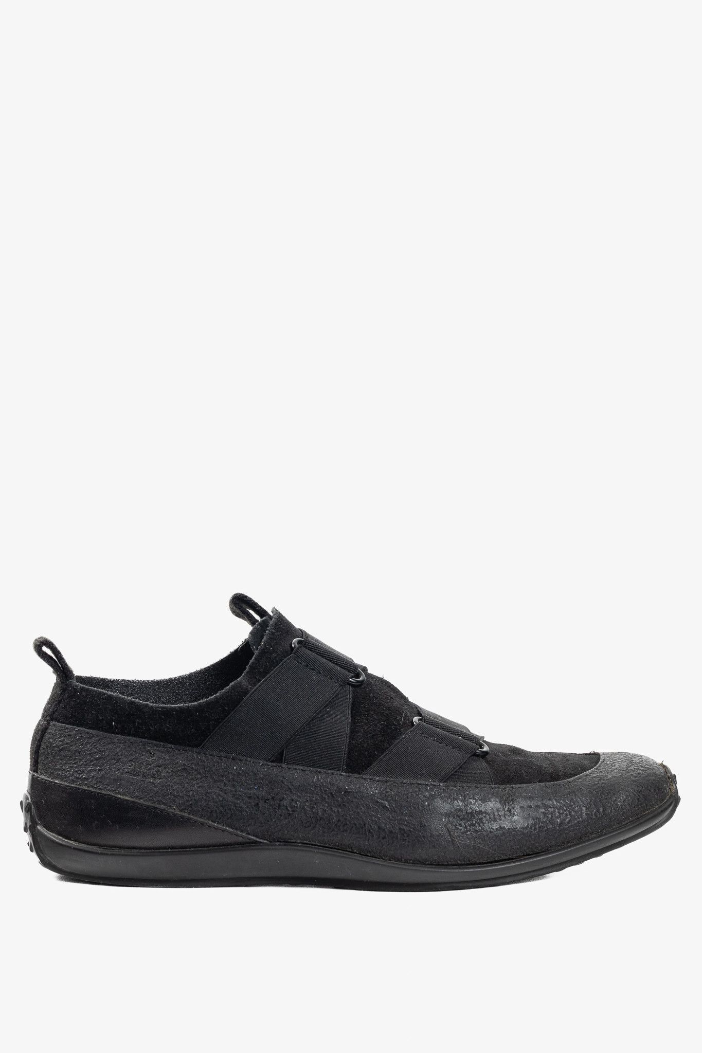 Gucci Gucci Black Suede & Leather Elastic Slip-On Sneakers Size US 6.5 / IT 36.5 - 1 Thumbnail