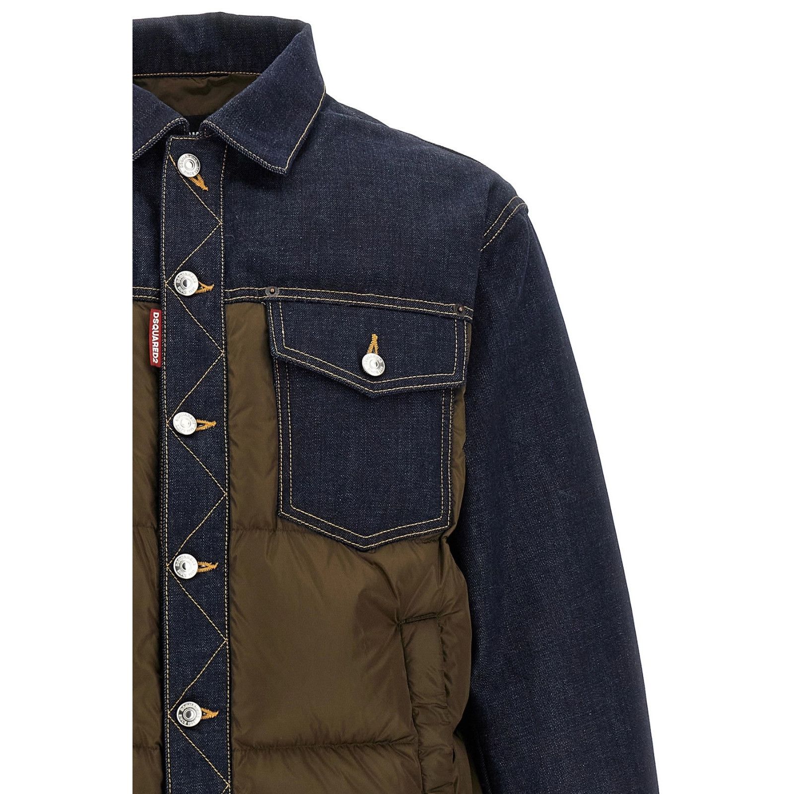 Dsquared2 DSUARED2 Hybrid Brown/Blue Puffer-Jeans Denim Jacket New & A Size US M / EU 48-50 / 2 - 3 Thumbnail