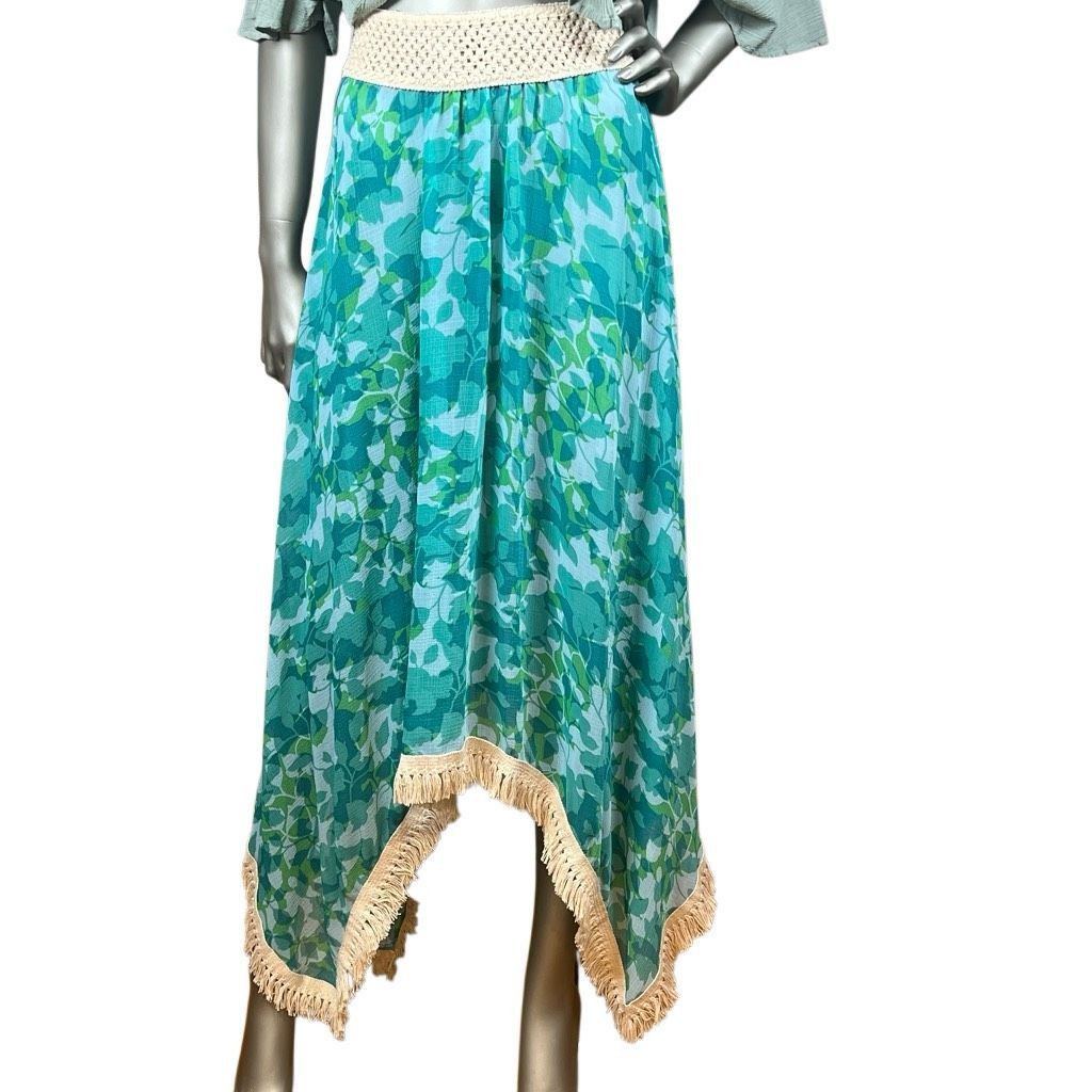 Ramy Brook Ramy Brook Floral Printed Riviera Skirt Turquoise XS S Handk Size 27" / US 4 / IT 40 - 4 Thumbnail