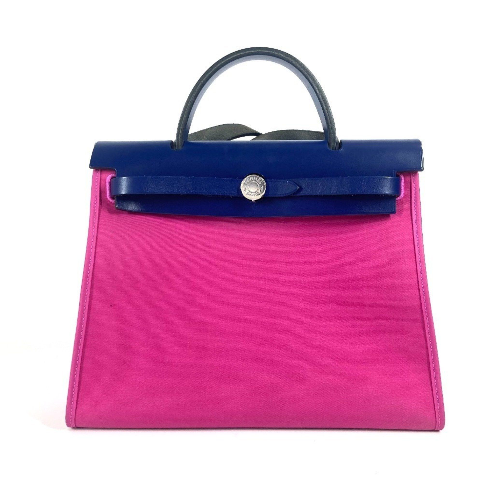 Hermes Airbag Zip PM 31 with pouch 2WAY bag Shoulder Crossbody Handbag Toile Officier Ladies Magnolia Blue Sap Pink