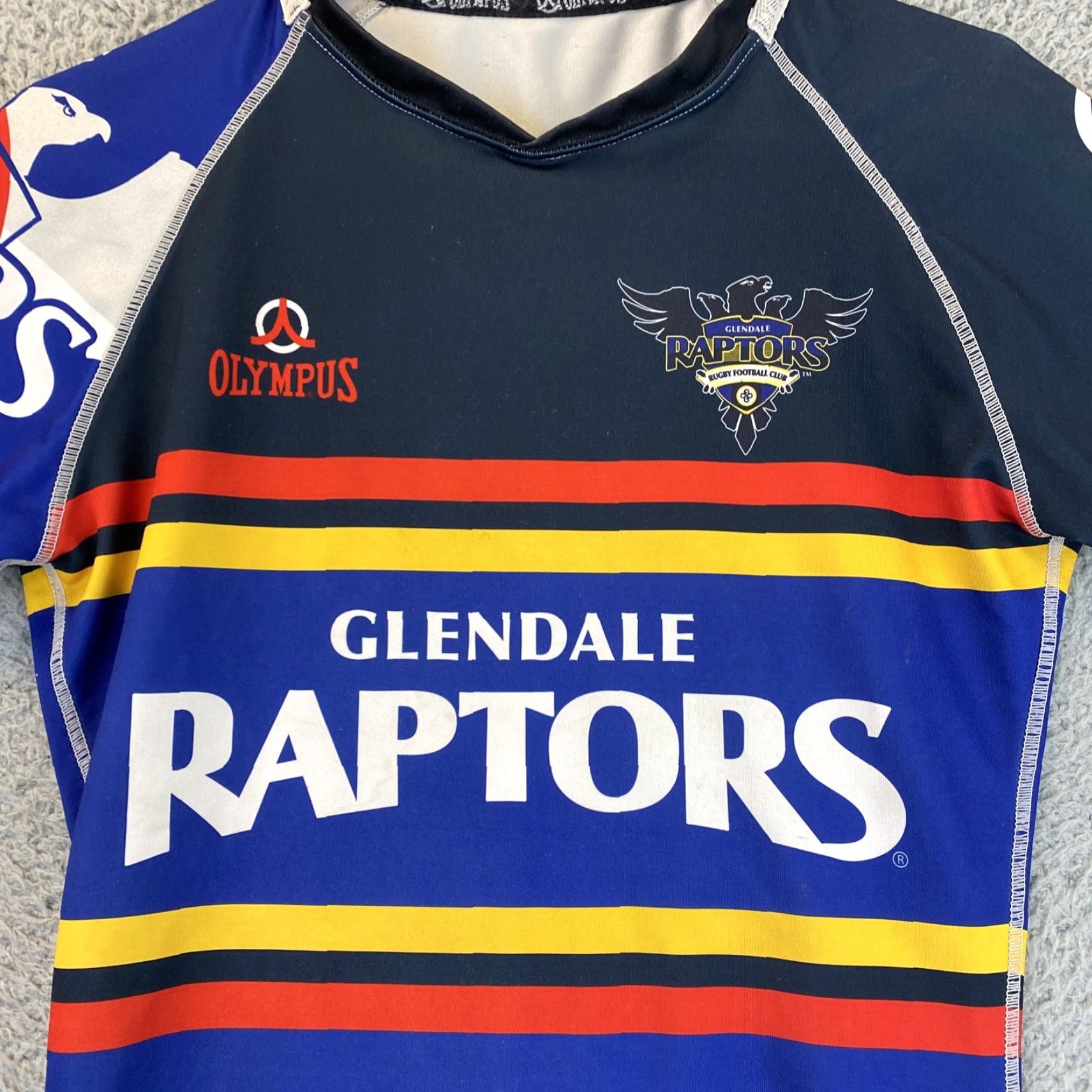 Vintage Olympus Raptors Rugby Women's Small Jersey Shirt White Black Purple Blue /68-6 Size S / US 4 / IT 40 - 2 Thumbnail
