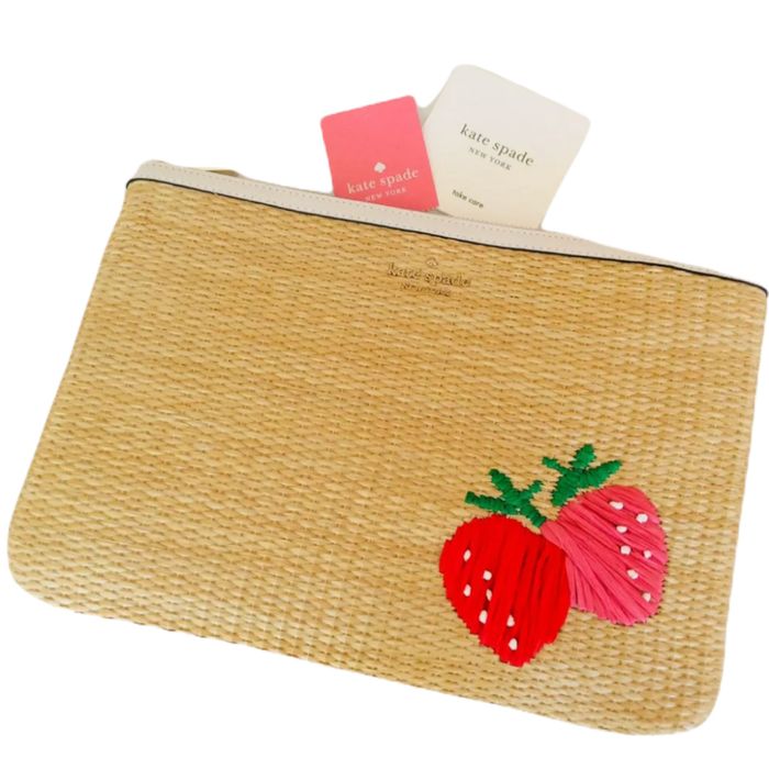 Kate Spade Kate Spade picnic in the park Strawberry zip Straw Pouch