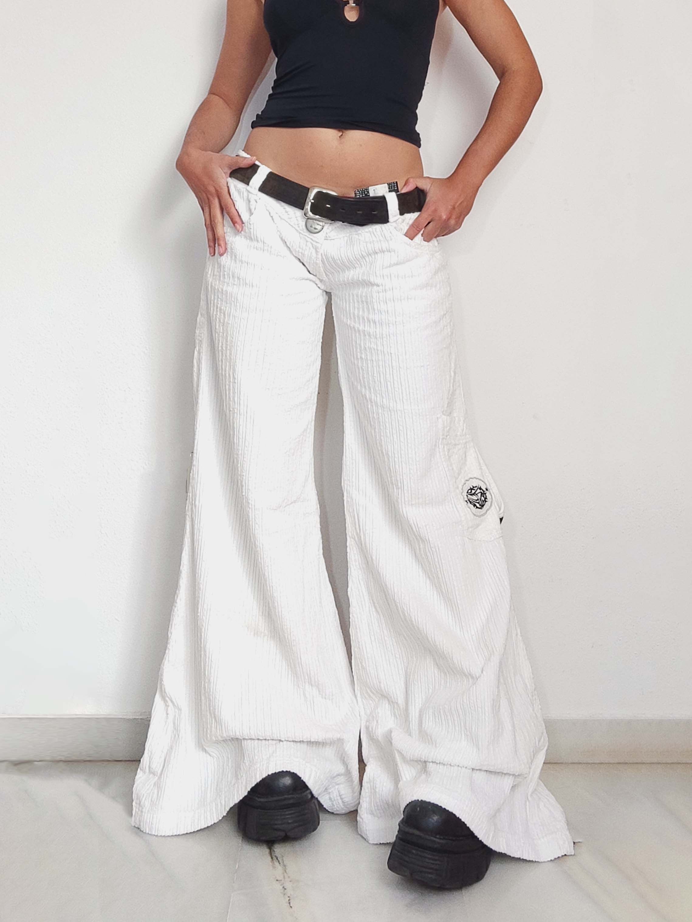 Vintage Y2k Deadstock Vintage Corduroy White Trousers Low Rise Size 30" / US 8 / IT 44 - 1 Thumbnail