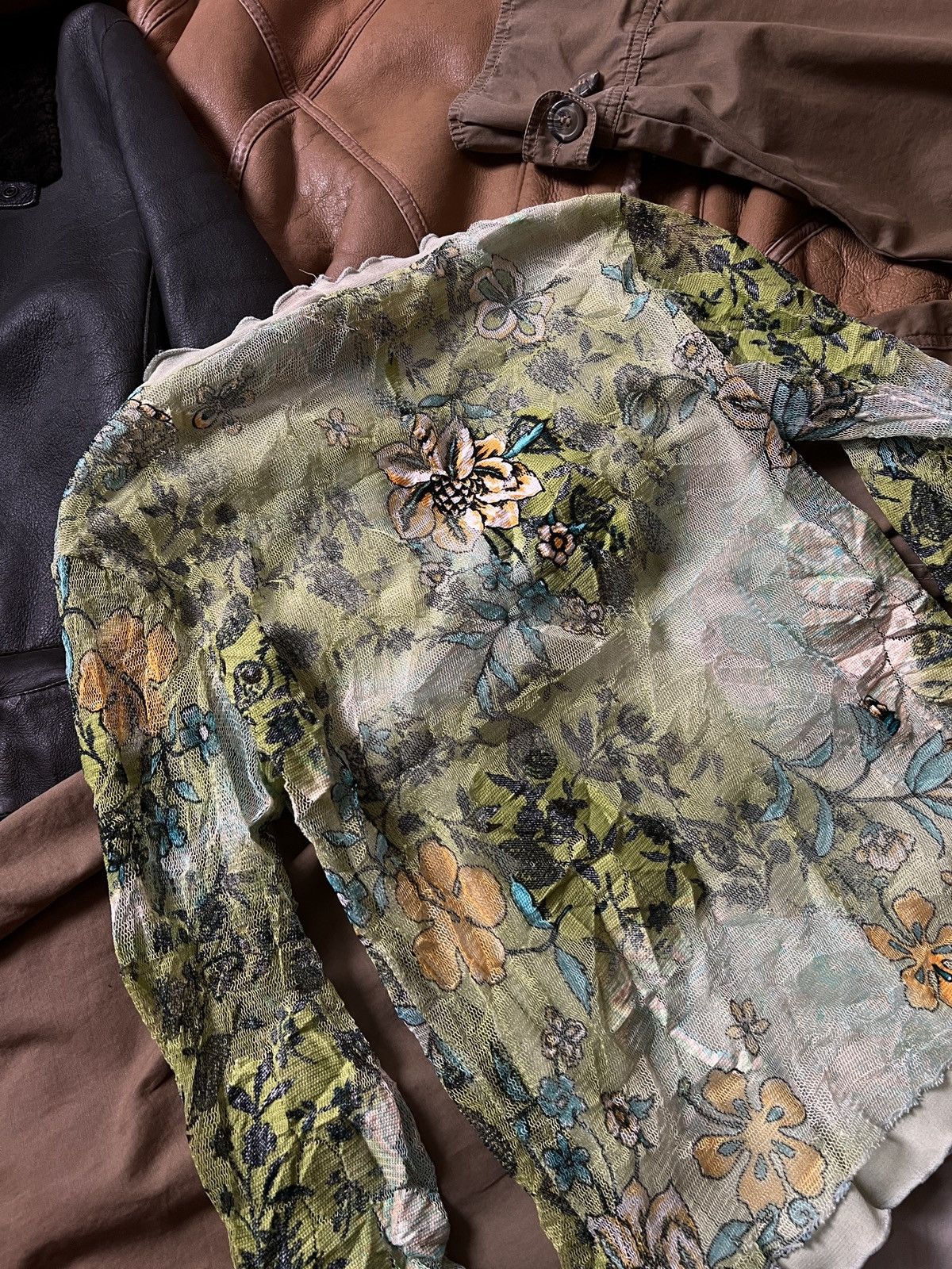 Jean Paul Gaultier Quinze Heures Trente Vintage Flowered Mesh Ganga Top Blouse Size S / US 4 / IT 40 - 6 Thumbnail