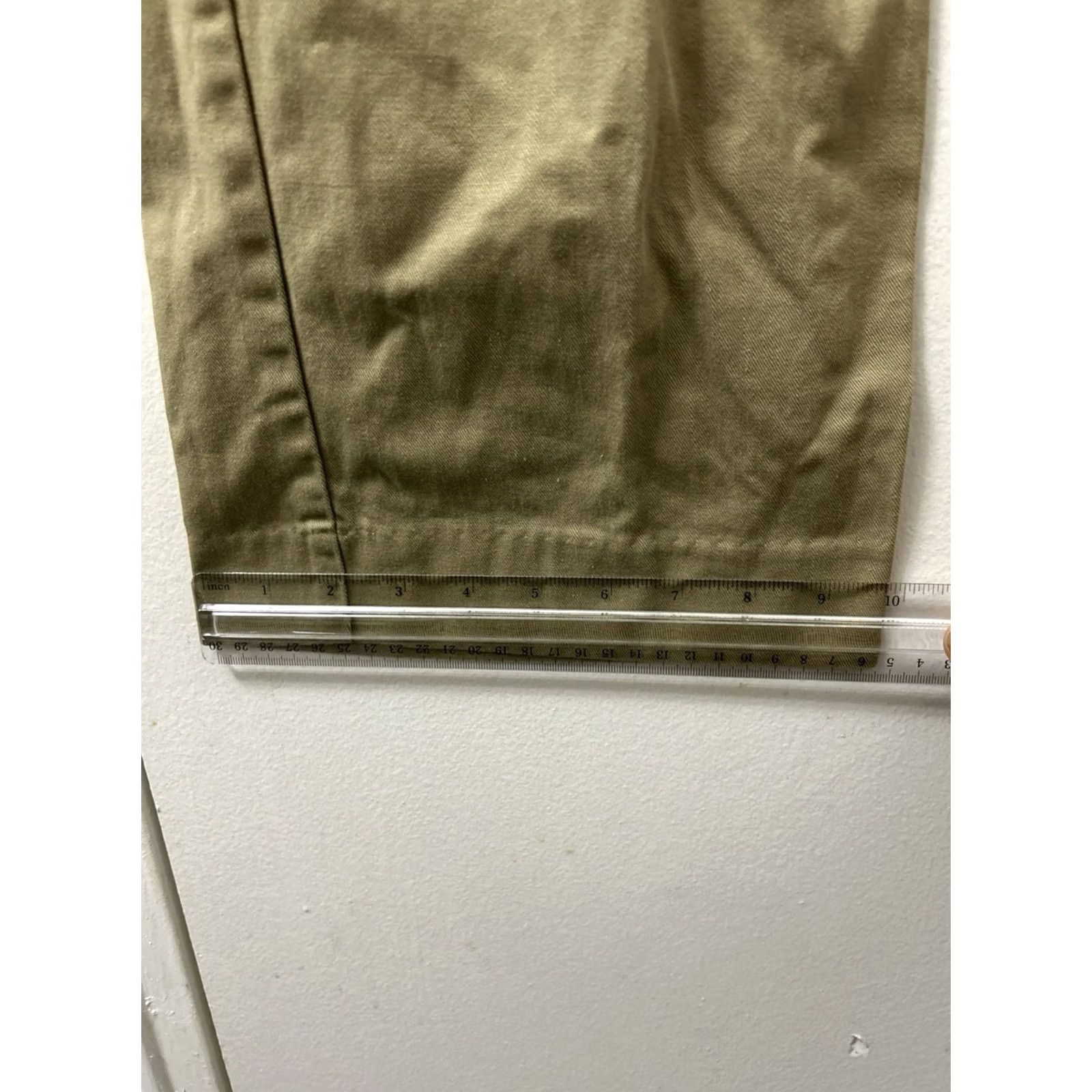 Lands' End VINTAGE Lands' End Pants Womens M 38x33 Khaki Beige Cotton Twill Drawstring Pockets Straight Leg 90s USA Size 32" / US 10 / IT 46 - 5 Thumbnail