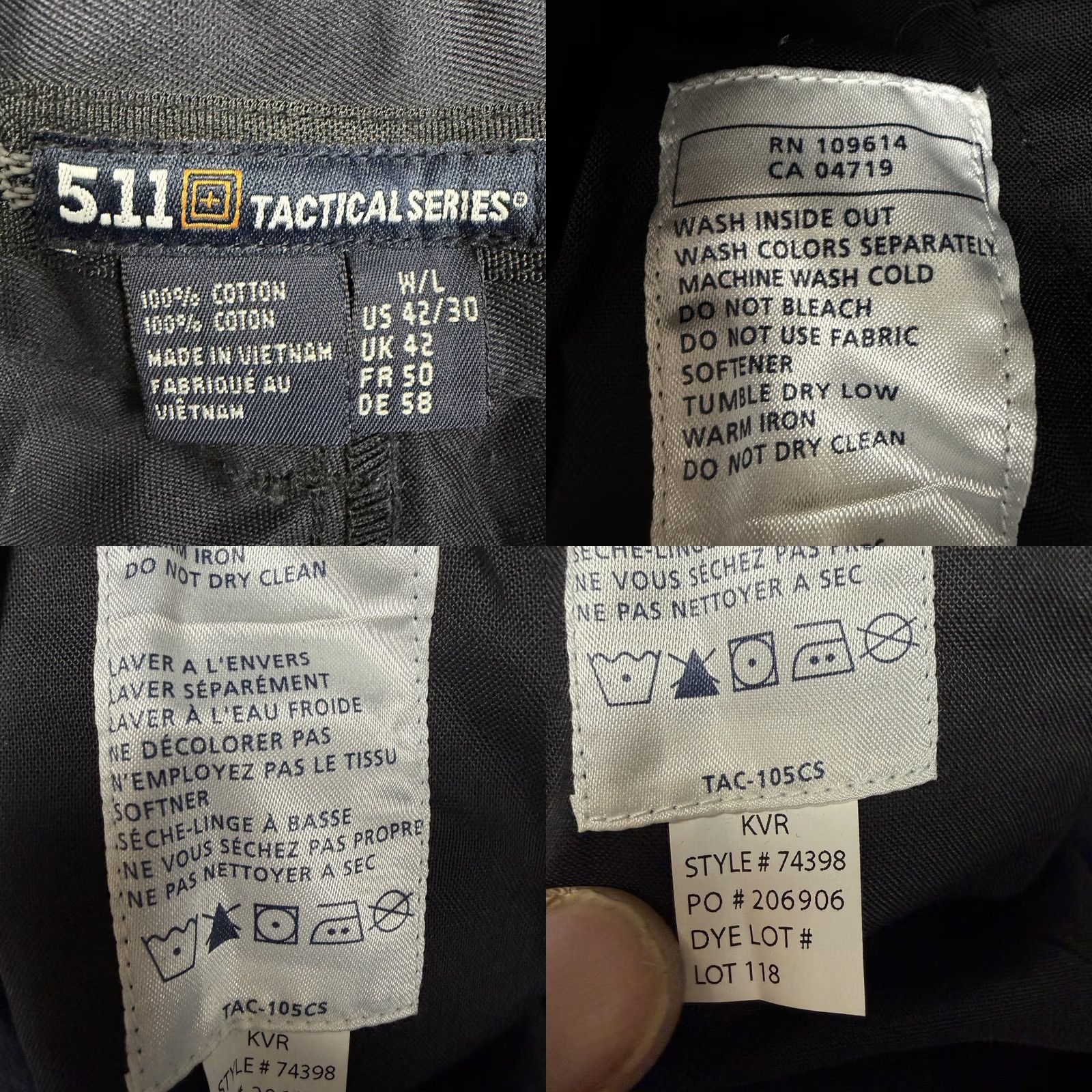Vintage 5.11 Tactical Series Pants Mens 42x30 Blue Workwear Uniform Cotton Twill Dress Pants Flat Front Zip Fly Pockets Slah Front Mens Size US 42 / EU 58 - 9 Thumbnail