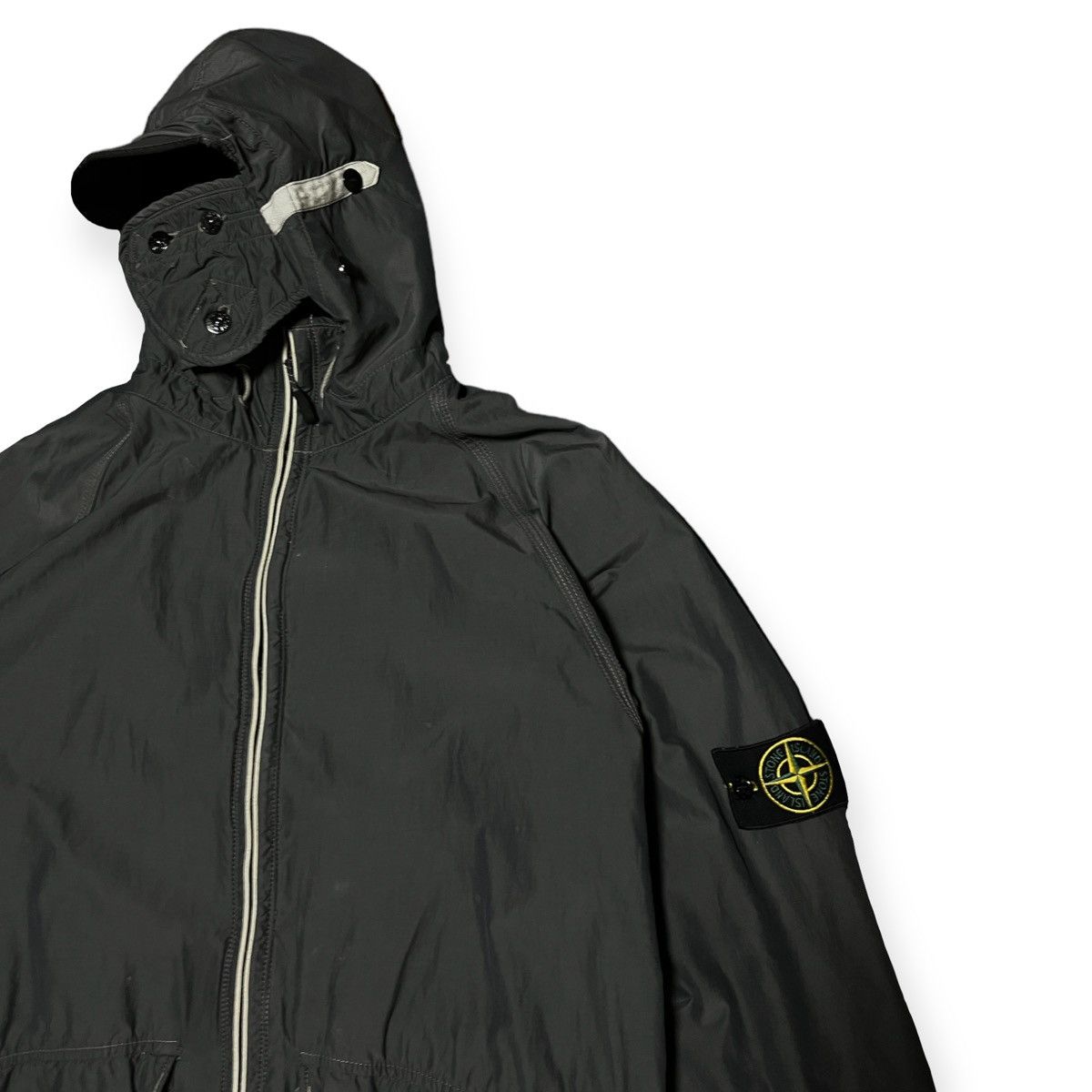 Stone Island Vintage Stone Island Grey Riot Hood Sniper Jacket Grailed