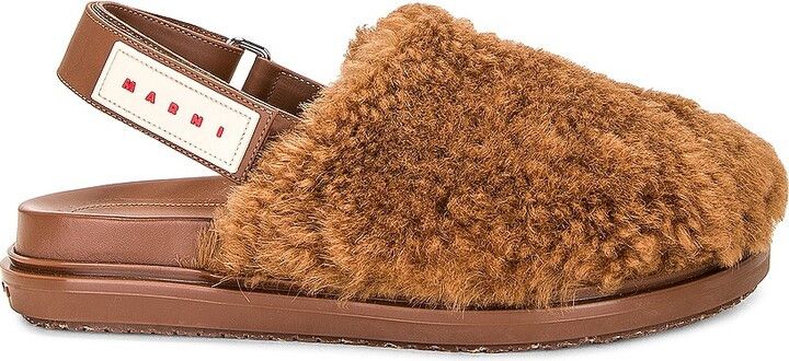 image of Marni O1W1Db10524 Strap Sabot Clog In Brown Shoes, Women's