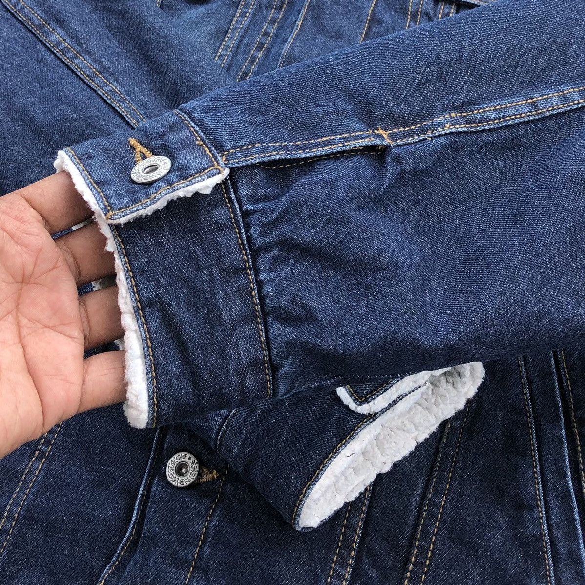 Japanese Brand Nylous Denim Sherpa Trucker Jacket Size US L / EU 52-54 / 3 - 10 Thumbnail
