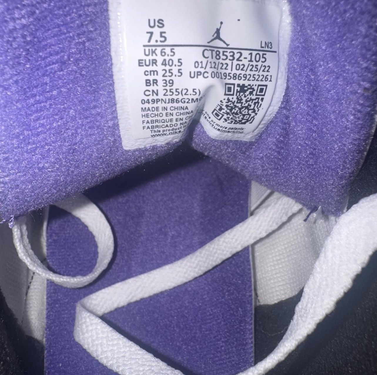 Jordan Brand Air Jordan 3 ‘Dark Iris’ Size US 7.5 / EU 40-41 - 7 Thumbnail