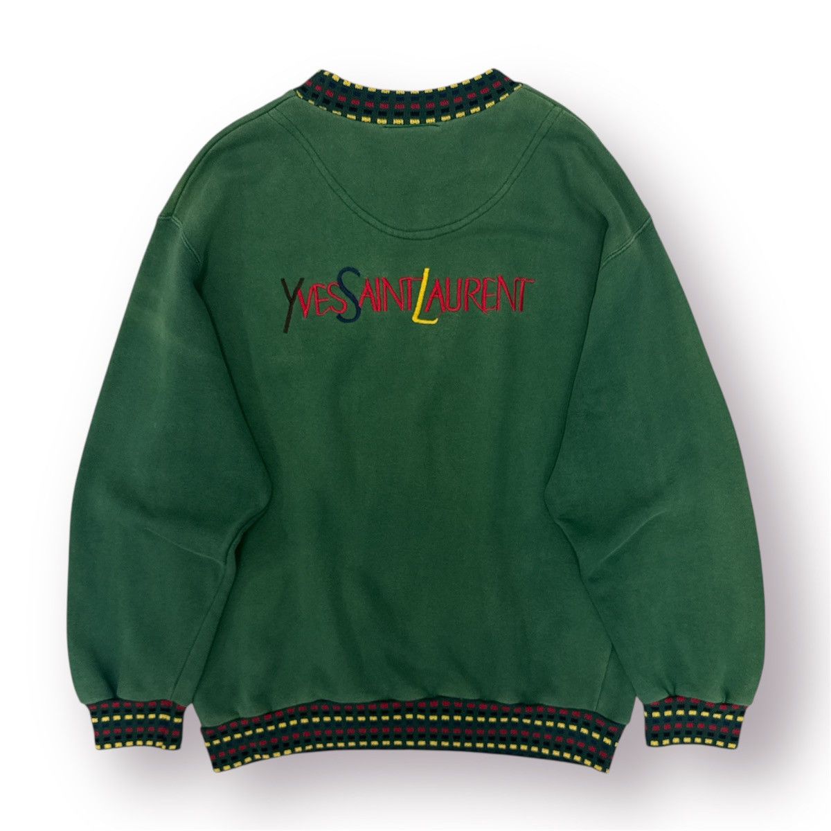 Yves Saint Laurent YvesSaintLaurent Embroided Spellout Logo Sunfaded Sweatshirt Size US M / EU 48-50 / 2 - 1 Thumbnail