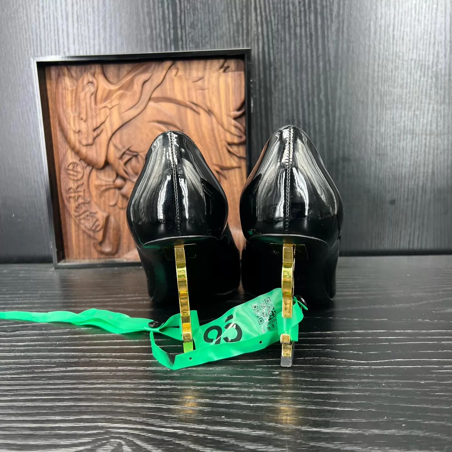 Yves Saint Laurent YSL Opyum Black & Gold Heels Women 35.5 Tried On Size US 5 / IT 35 - 3 Thumbnail
